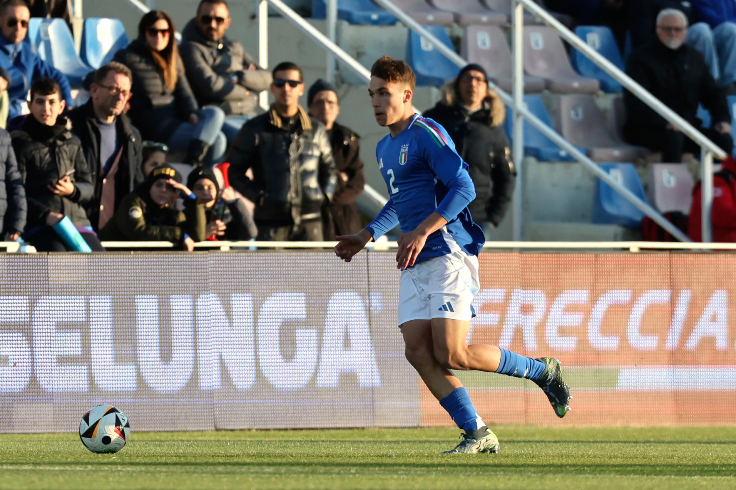 CROTONE, ITALY - MARCH 19: Vittorio Magni of Italy U19 during the Elite Round match beetween Italy U19 and Latvia U19 at Stadio Comunale Ezio Scida on March 19, 2025 in Crotone, Italy. (Photo by FIGC/FIGC via Getty Images)
