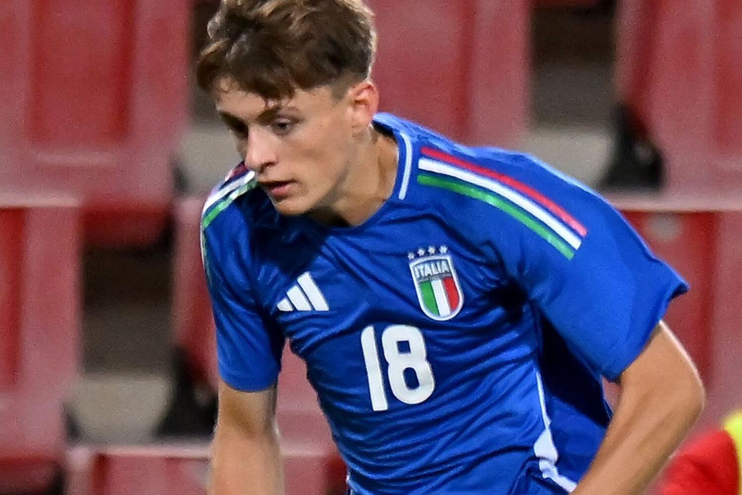 TRIESTE, ITALY - SEPTEMBER 09:  Federico Steffanoni of Italy U17 in action during the International Friendly match between Italy U17 and Spain U17 at Stadio Nereo Rocco on September 09, 2024 in Trieste, Italy.  (Photo by Alessandro Sabattini/Getty Images)