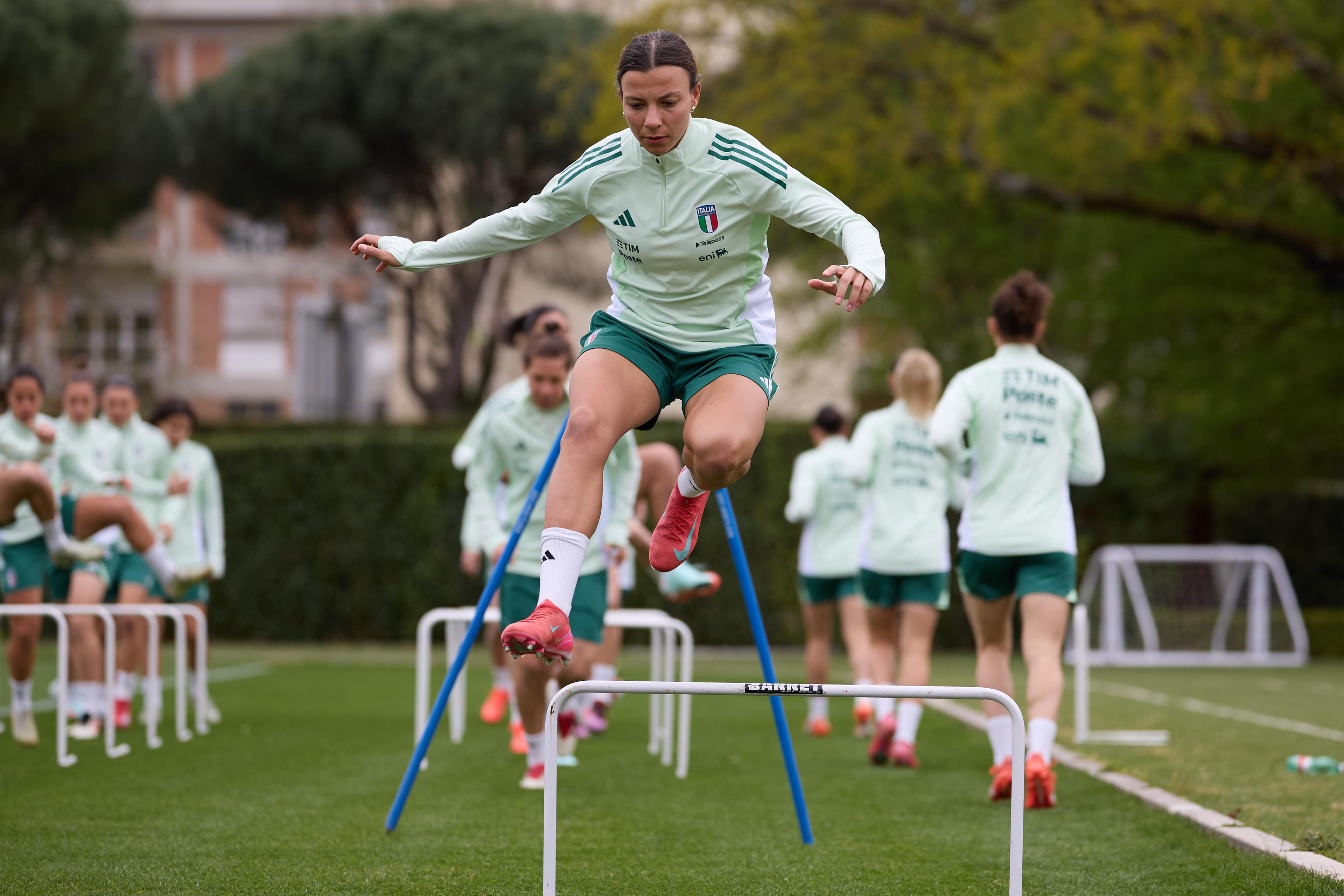 FLORENCE, ITALY - APRIL 01: Arianna Caruso of Italy during Italy Women Training Session at Centro Tecnico Federale di Coverciano on April 01, 2025 in Florence, Italy. (Photo by Emmanuele Ciancaglini/FIGC via Getty Images)