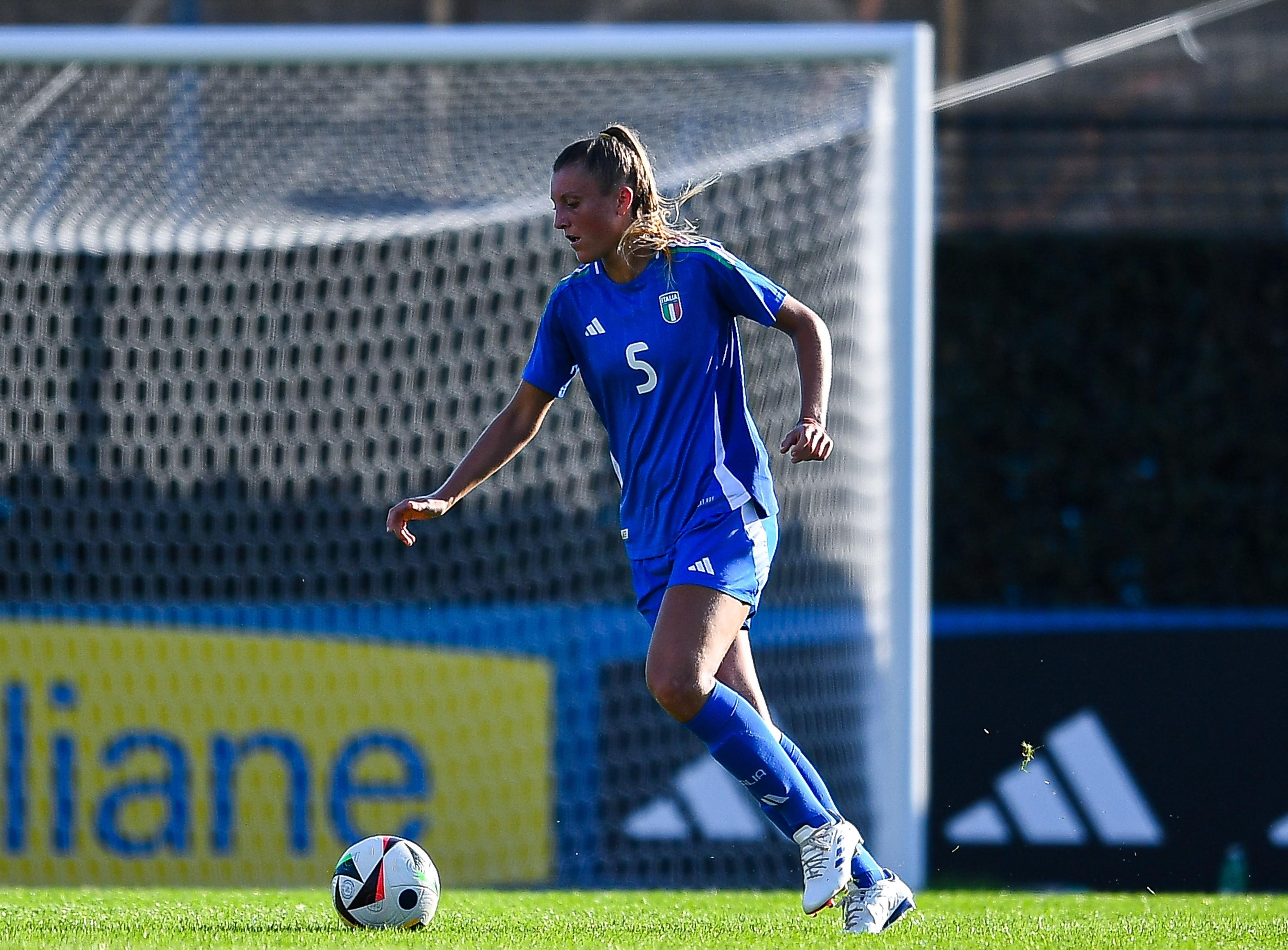 FLORENCE, ITALY - OCTOBER 28: Federica D'Auria of Italy is seen in action during the Women International Friendly match between Italy U23 and Germany U23 at Centro Tecnico Federale di Coverciano on October 28, 2024 in Florence, Italy. (Photo by Ingrid Zambrano - FIGC/FIGC via Getty Images)