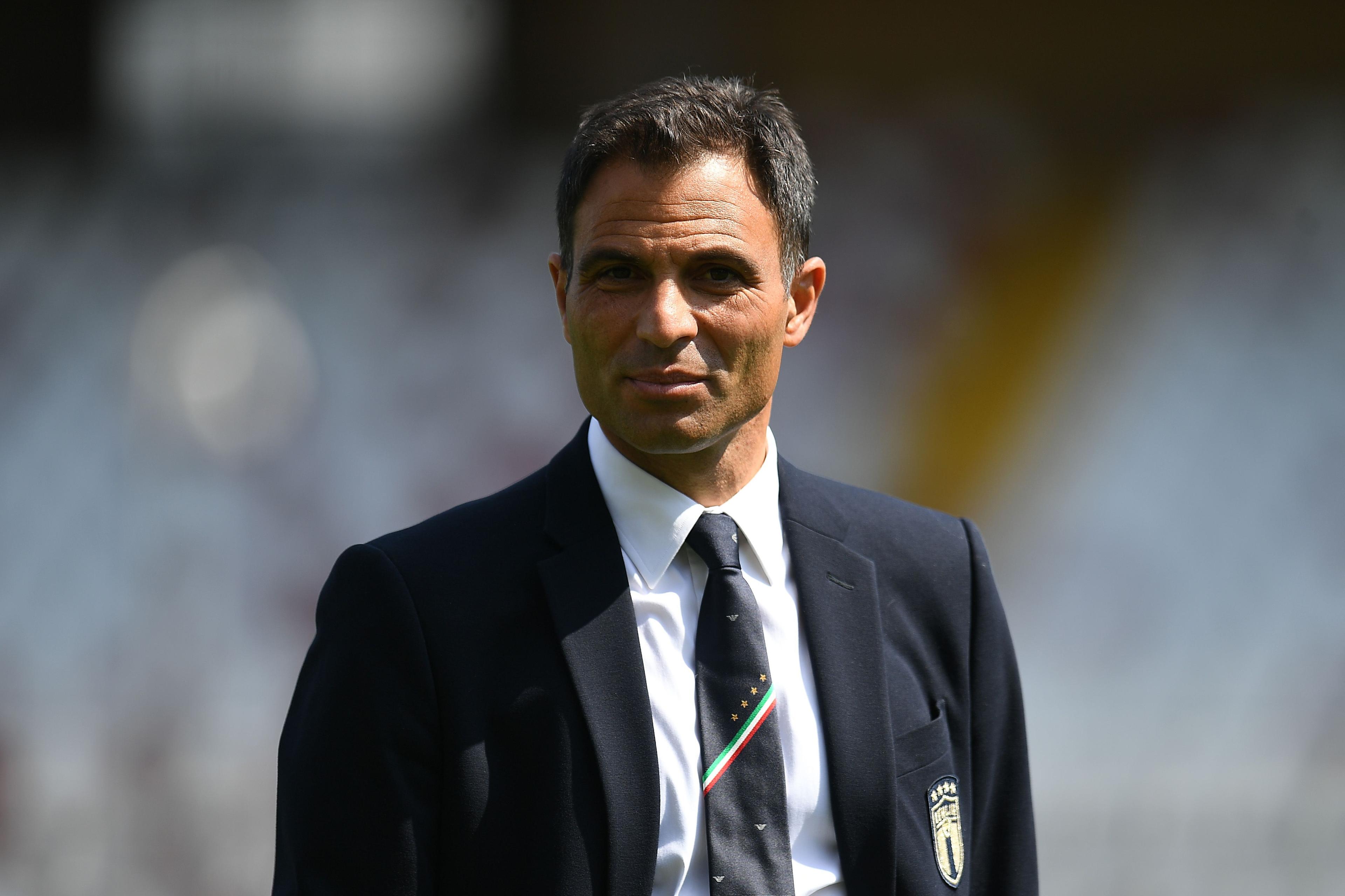 PADOVA, ITALY - APRIL 12: Enrico Sbardella head coach of Italy women U19 during the Elite EURO Women's Under 19 match between Italy and Switzerland on April 12, 2022 in Padova, Italy. (Photo by Alessandro Sabattini/Getty Images)