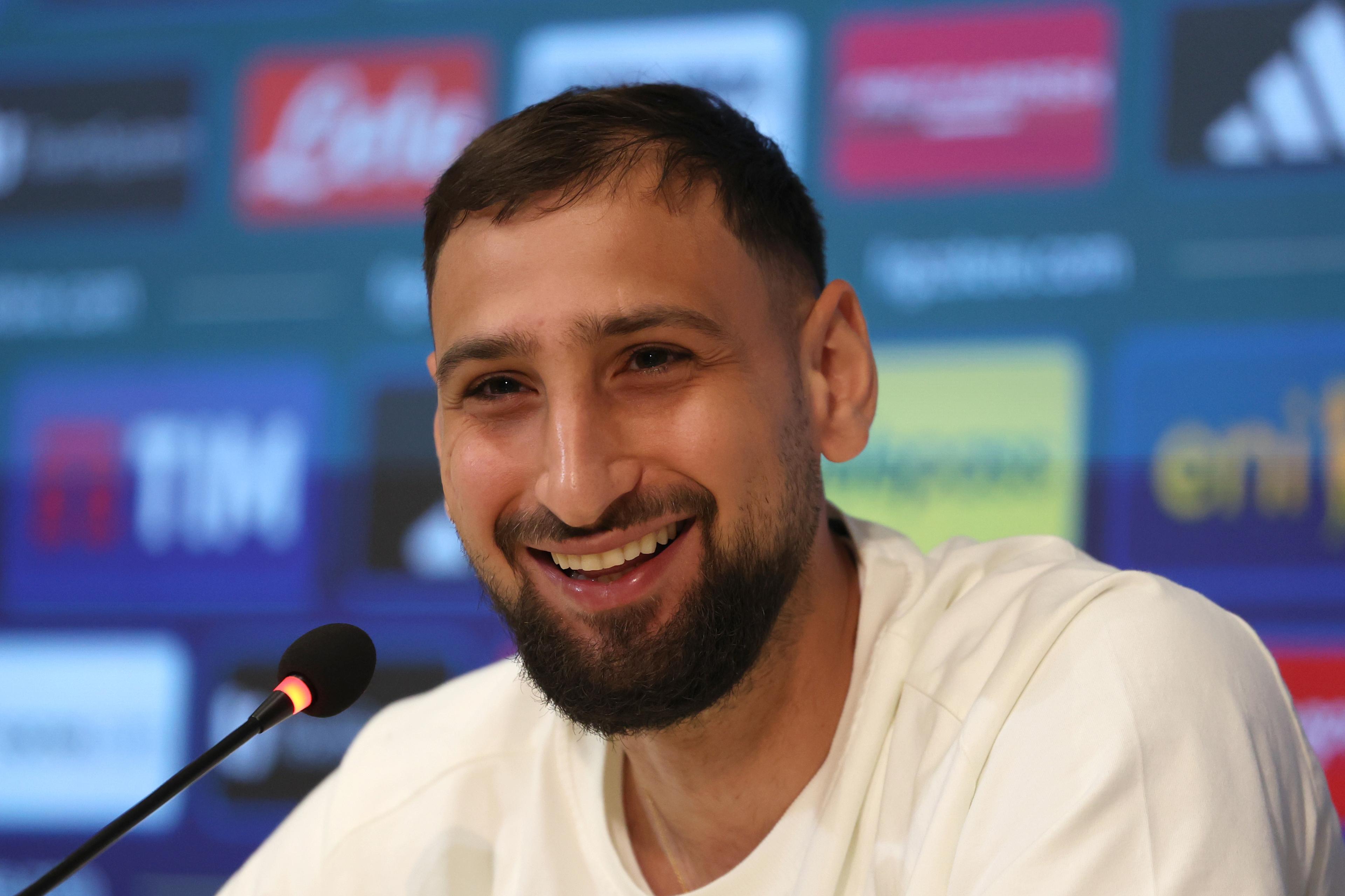 FLORENCE, ITALY - JUNE 04: Gianluigi Donnarumma of Italy speaks with the media during press conference at Centro Tecnico Federale di Coverciano on June 04, 2025 in Florence, Italy. (Photo by Claudio Villa - FIGC/FIGC via Getty Images)