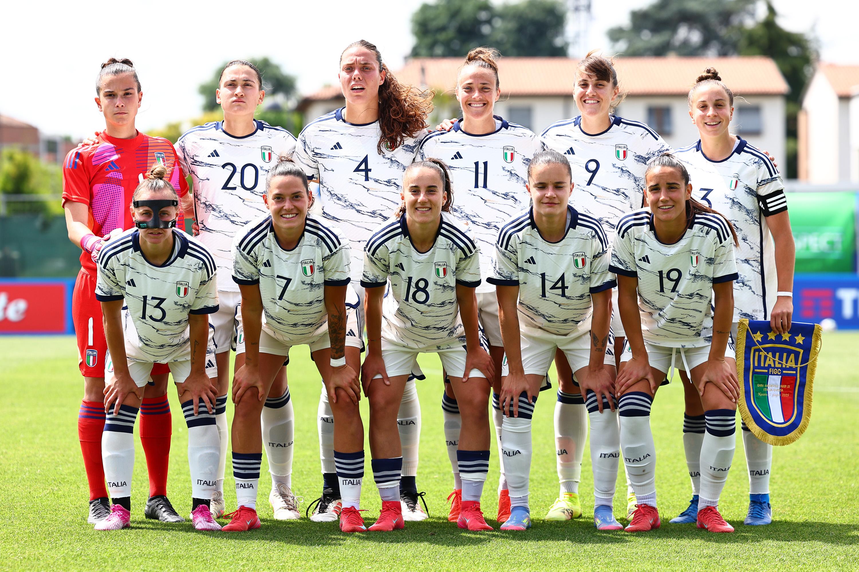NOCETO, ITALY - JUNE 02: players of Italy during the friendly match between Italy Women U23 and Sweden Women U23 at Stadio Il Noce on June 02, 2025 in Noceto, Italy. (Photo by Luca Bizzarri - FIGC/FIGC via Getty Images)