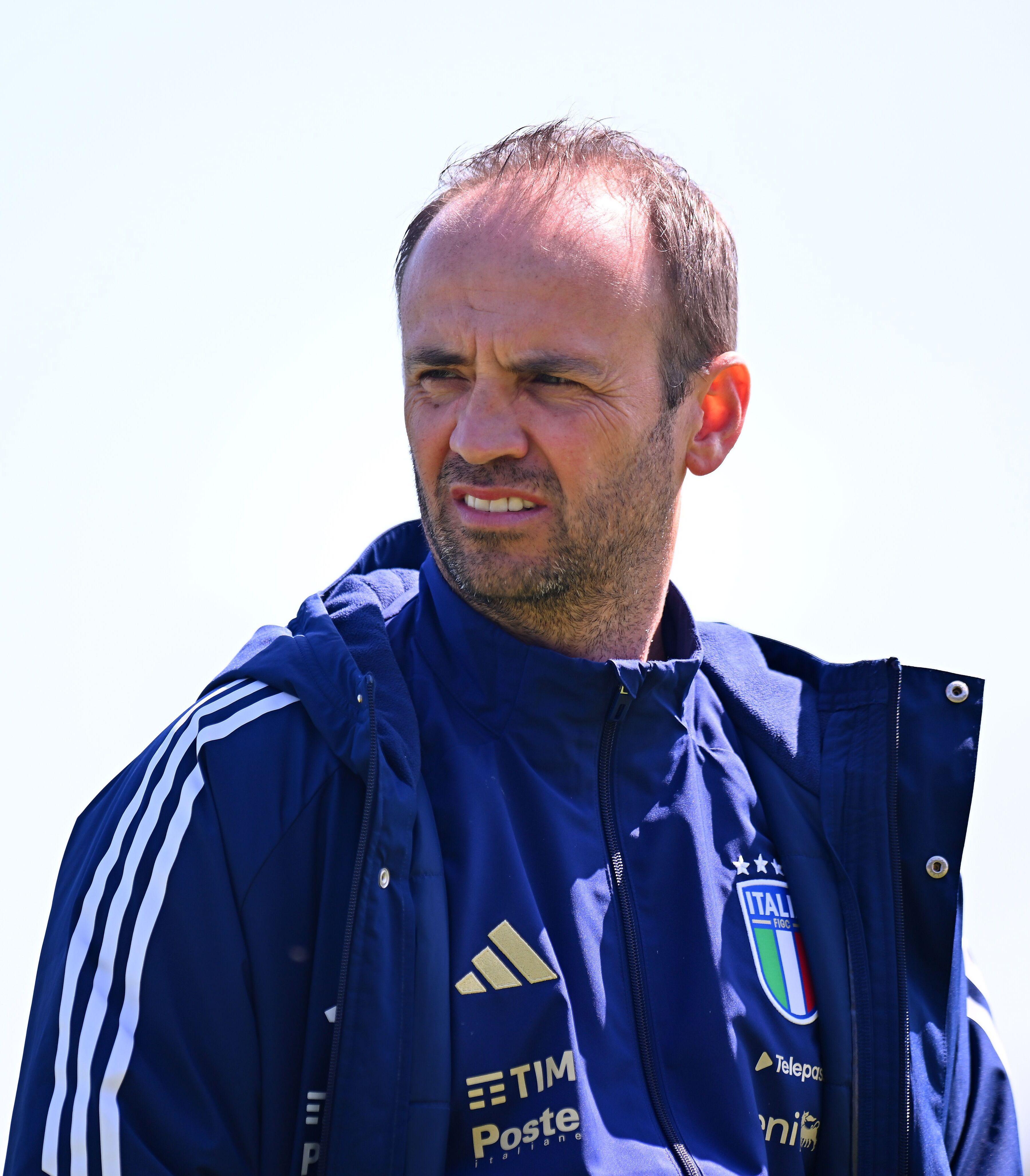 FORLI, ITALY - APRIL 08: Nicola Matteucci head coach of Italy U19 during the UEFA European Women's Under-19 Championship round 2 match between Italy and Sweden at Stadio Tullo Morgagni on April 08, 2025 in Forli, Italy. (Photo by FIGC/FIGC via Getty Images)