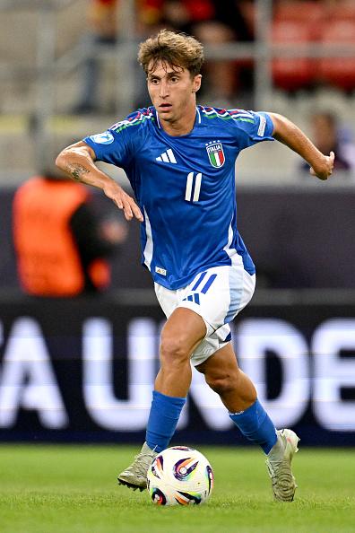 TRNAVA, SLOVAKIA - JUNE 11: Tommaso Baldanzi of Italy runs with the ball during the UEFA European Under-21 Championship 2025 Group Stage match between Italy and Romania at A. Malatinsky Stadium on June 11, 2025 in Trnava, Slovakia. (Photo by Tullio Puglia - UEFA/UEFA via Getty Images)