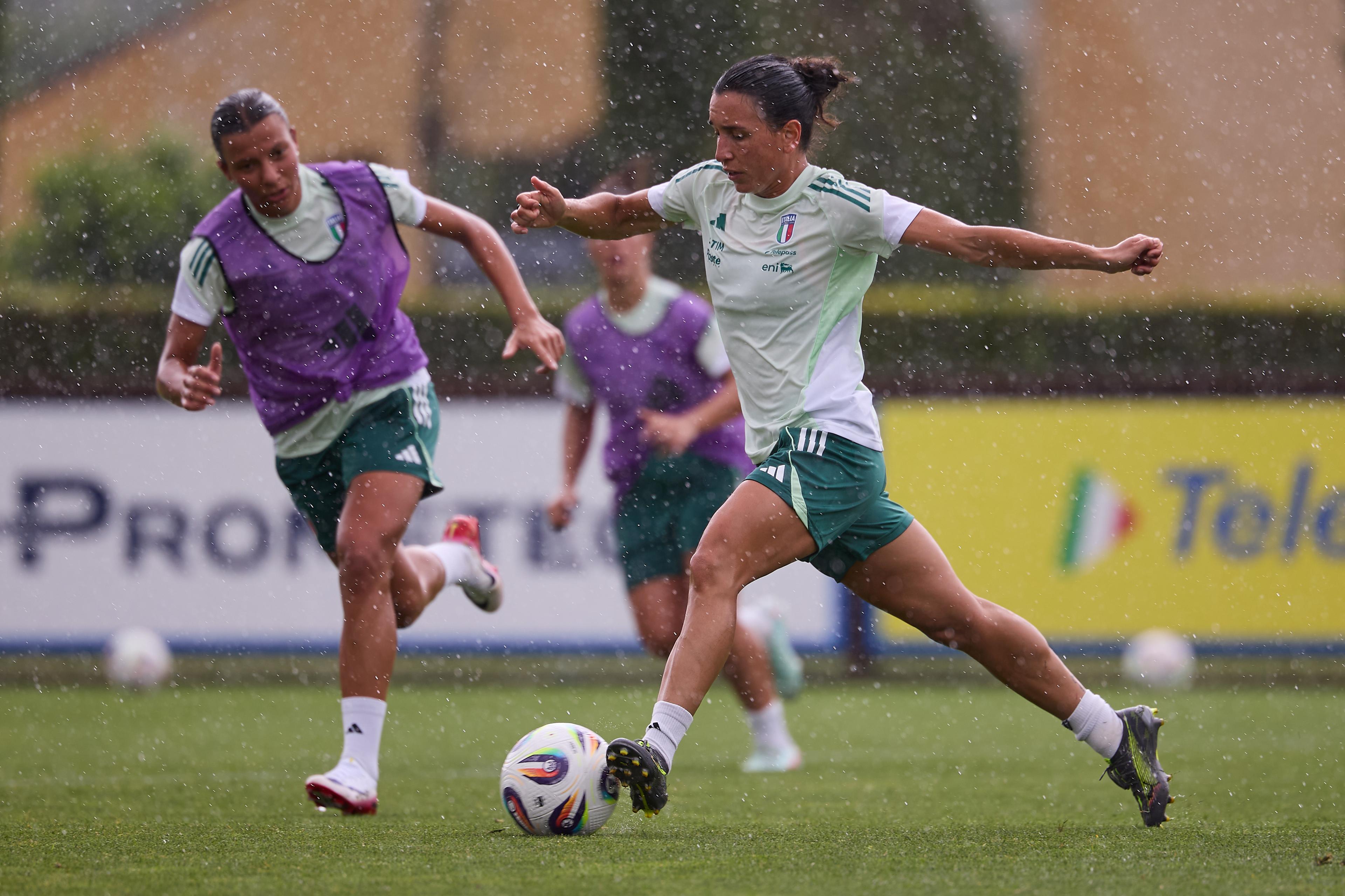 FLORENCE, ITALY - JUNE 17: Lucia di Guglielmo of Italy during Italy Women Training Session at Centro Tecnico Federale di Coverciano on June 17, 2025 in Florence, Italy. (Photo by  Emmanuele Ciancaglini - FIGC/FIGC via Getty Images) 
