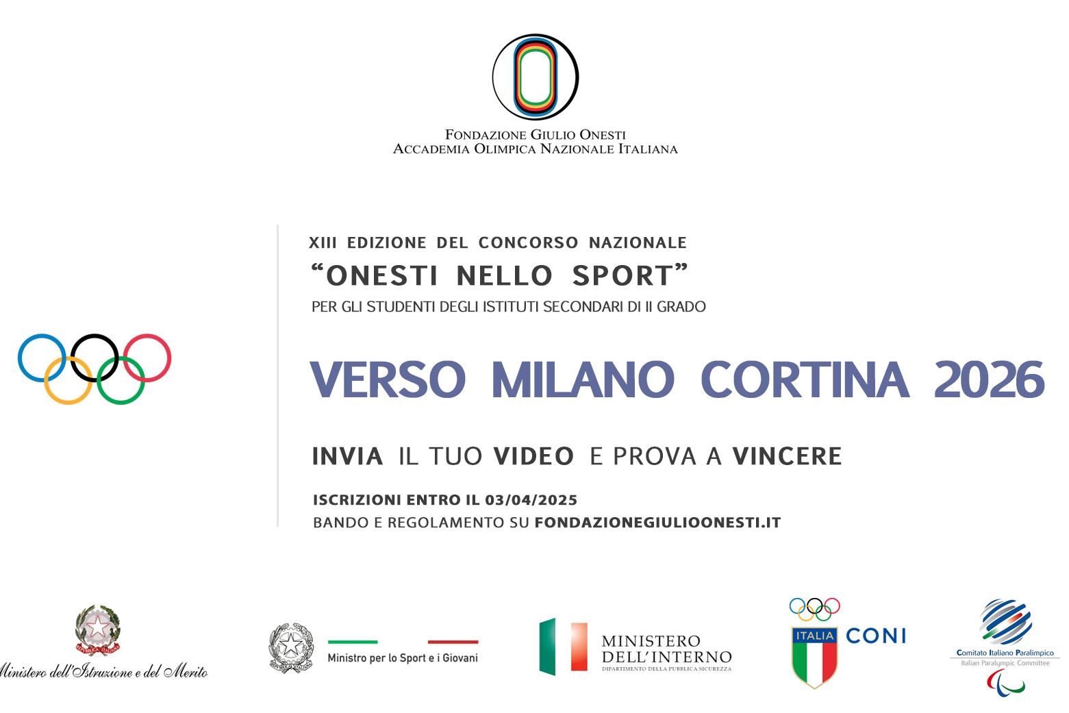 L'edizione 2025 di 'Onesti nello Sport': il tema di quest'anno è 'Verso Milano-Cortina 2026'. Le iscrizioni scadono il 3 aprile