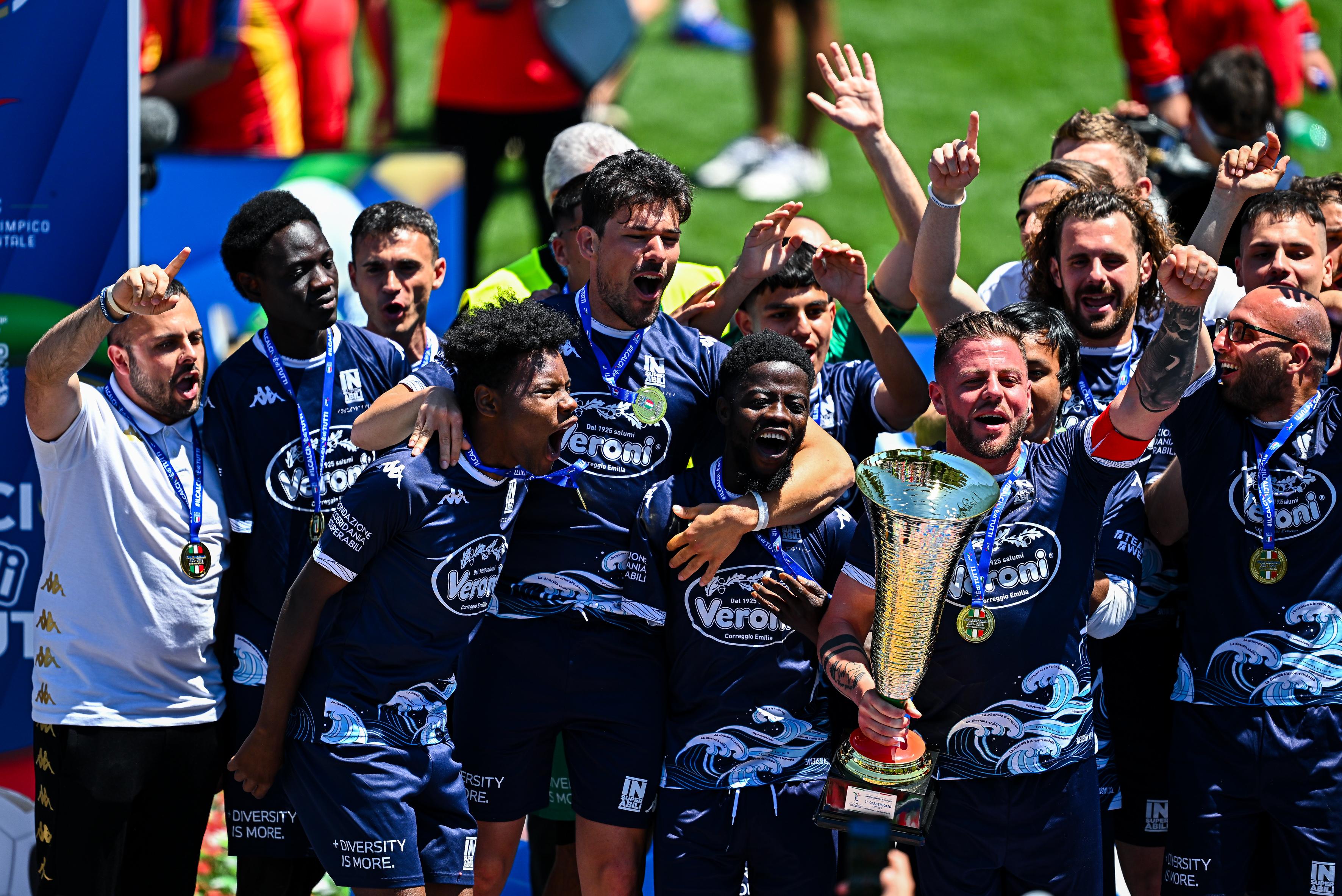 TIRRENIA, ITALY - MAY 25: Scenes from the awards ceremony during the DCPS Finals: Day Two at Centro di Preparazione Olimpica on May 25, 2025 in Tirrenia, Italy. (Photo by FIGC/FIGC via Getty Images)