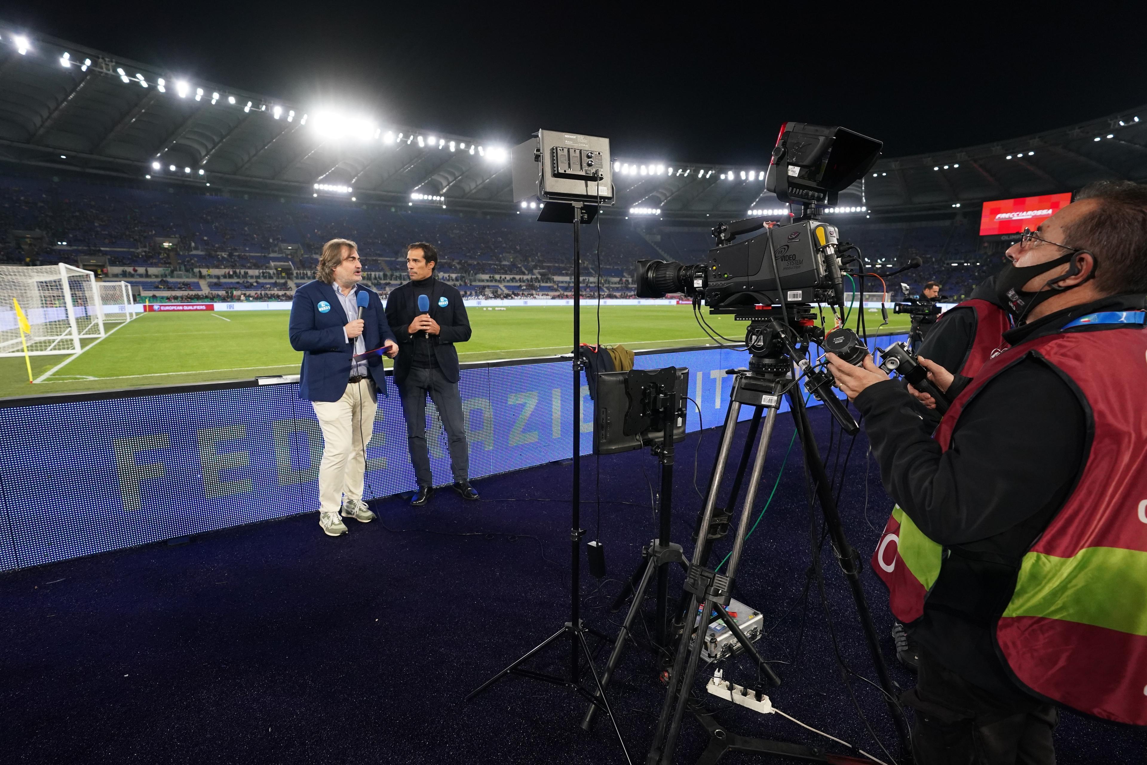 ROME, ITALY - NOVEMBER 12: PARDO CORRADI VIVO AZZURRO during the 2022 FIFA World Cup Qualifier match between Italy and Switzerland at Stadio Olimpico on November 12, 2021 in Rome, . (Photo by Claudio Villa/Getty Images)