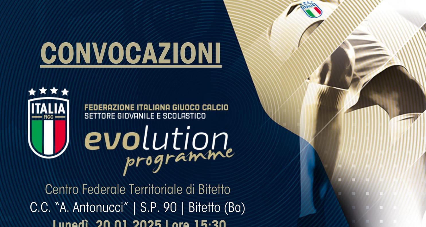 Convocazioni Centro Federale Territoriale di Bari-Bitetto del 20 gennaio 2025