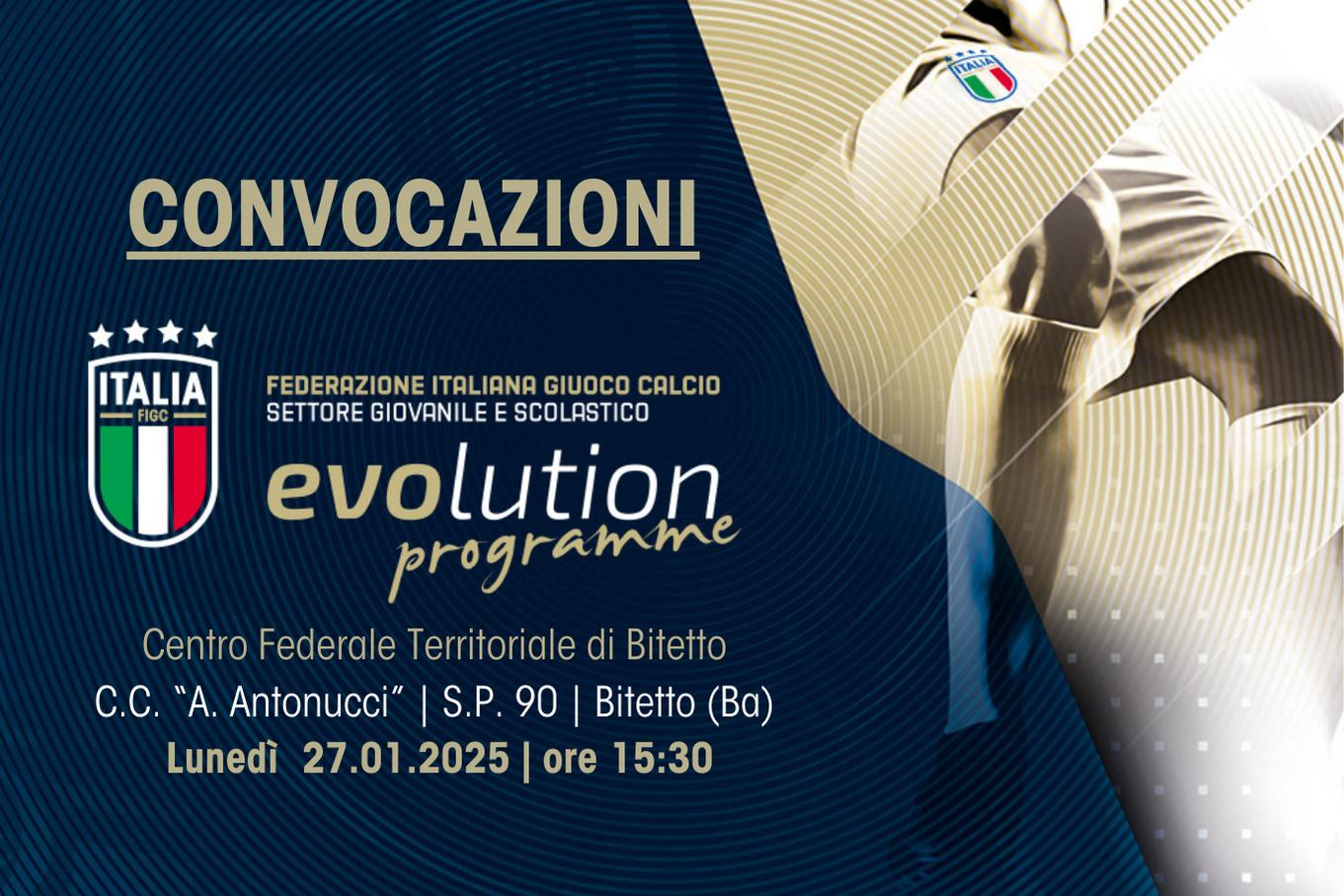 Convocazioni Centro Federale Territoriale di Bari-Bitetto del 27 gennaio 2025