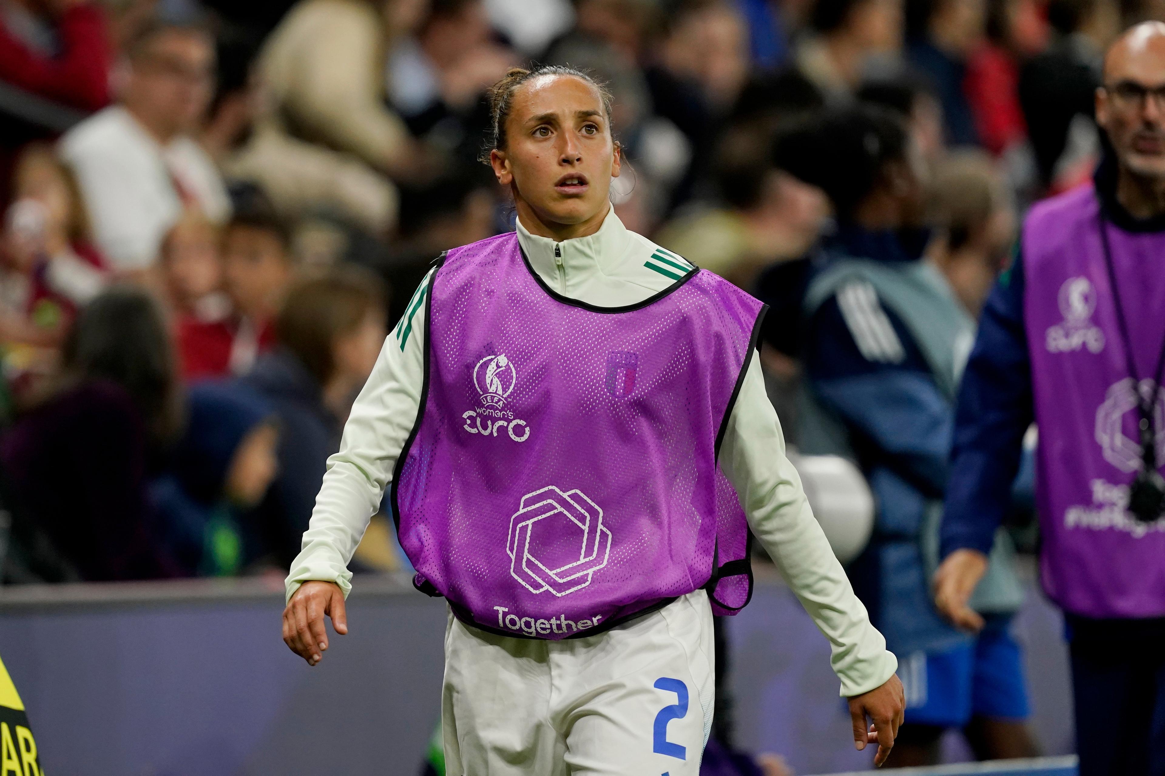 GENEVA, SWITZERLAND - JULY 07: Elisabetta Oliviero of Italy runs to the sidelines during the UEFA Women's EURO 2025 Group B match between Portugal and Italy at Stade de Geneve on July 07, 2025 in Geneva, Switzerland. (Photo by Pier Marco Tacca - FIGC/FIGC via Getty Images)