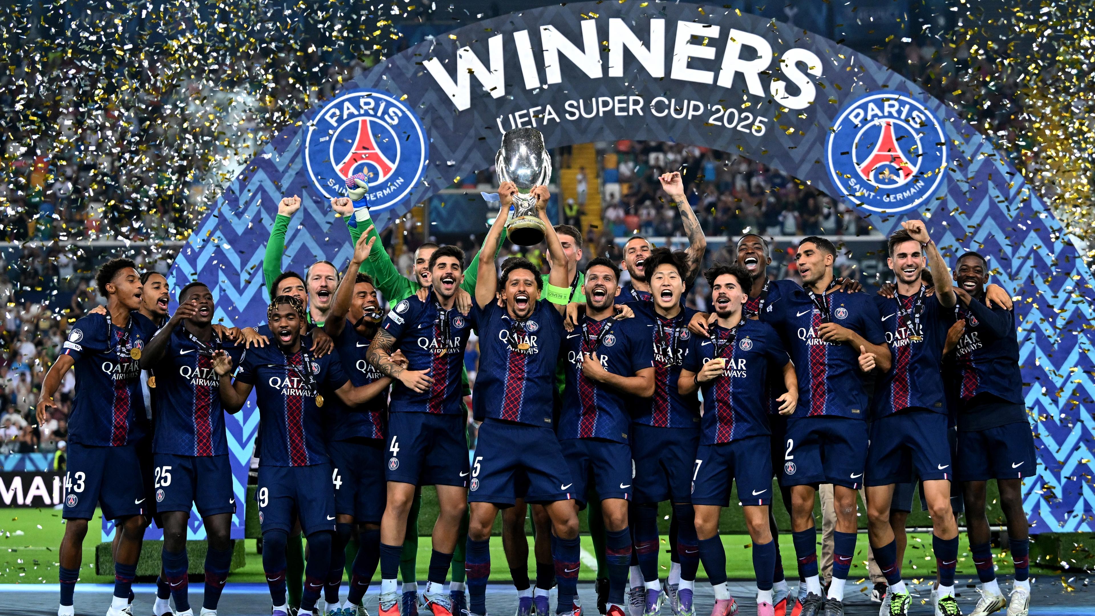 UEFA Super Cup: a victory for Paris Saint-Germain with a decisive penalty shootout to beat Tottenham. Celebrations for the 21,000 fans in the Friuli and across the whole city of Udine.