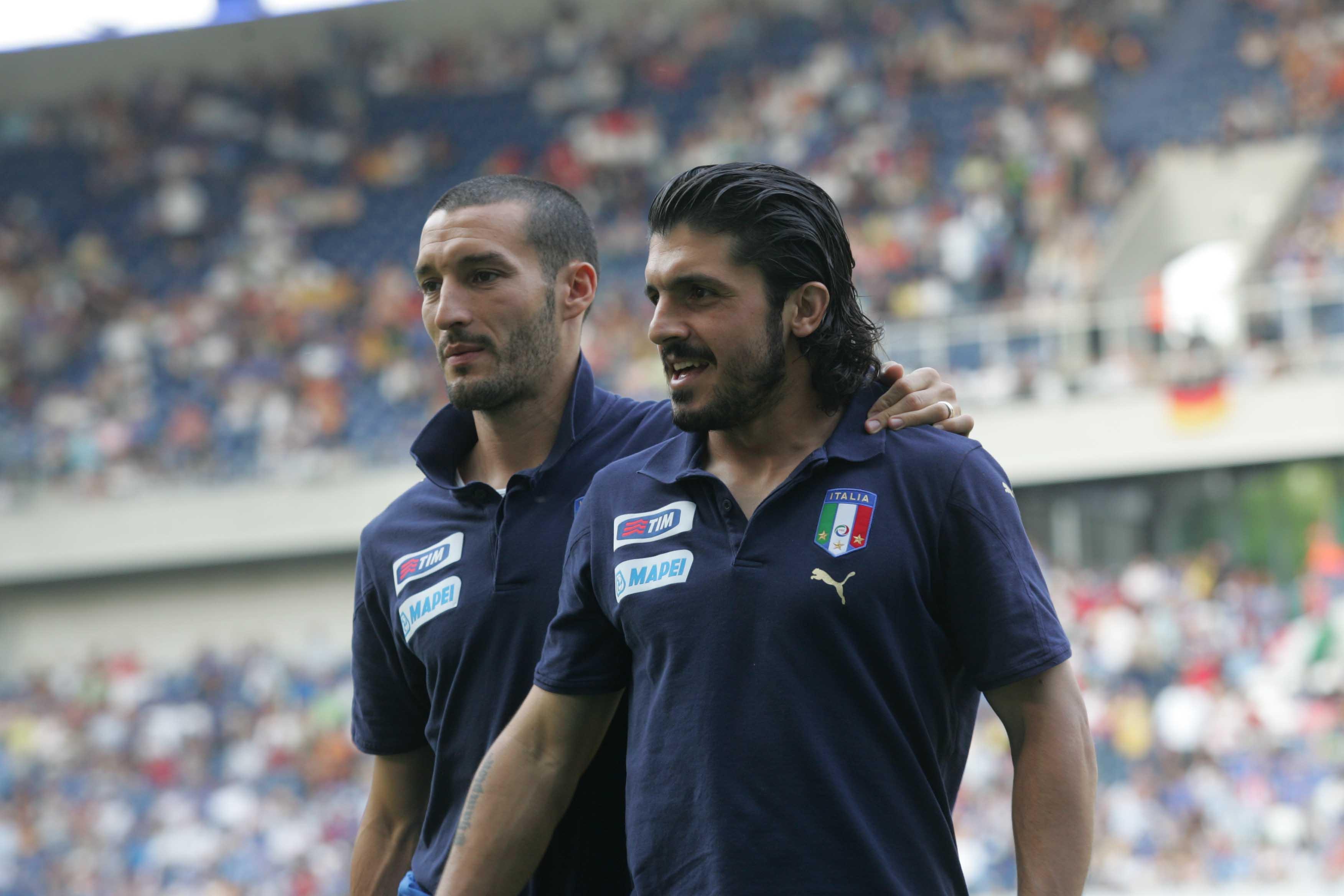 GERMANY, GERMANY - JUNE 08: Gianluca Zambrotta and Gennaro Gattuso during Italy Training Session during World Cup 2006 on June, 2006 in Germany. (Photo by FIGC/FIGC) *** Local Caption *** Gianluca Zambrotta;Gennaro Gattuso