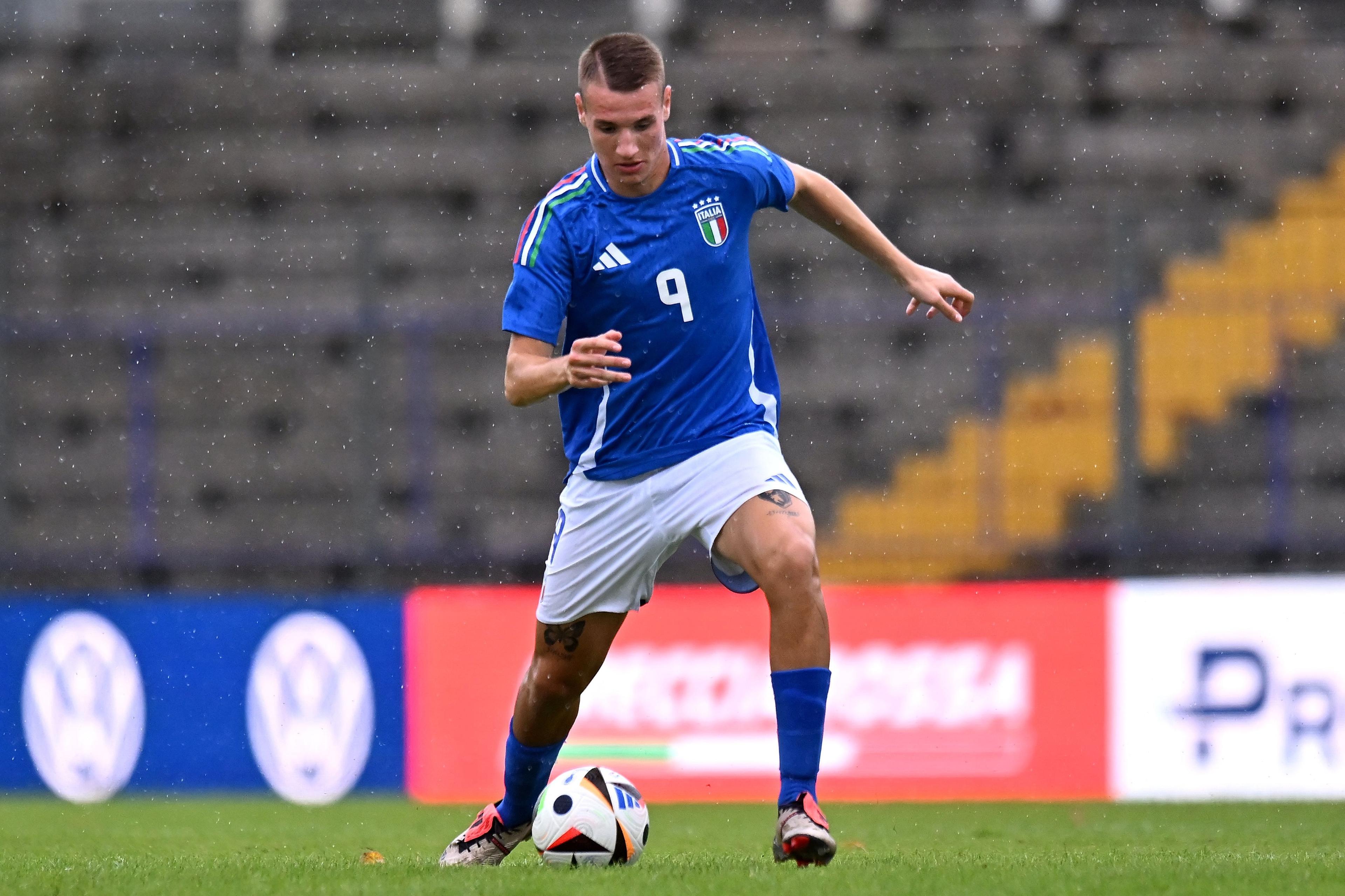 RAVENNA, ITALY - OCTOBER 10: Francesco Camarda of Italy U19 during the International Friendly match between Italy U19 and Wales U19 at Stadio Benito Stirpe on October 10, 2024 in Frosinone, Italy. (Photo by FIGC/FIGC via Getty Images)