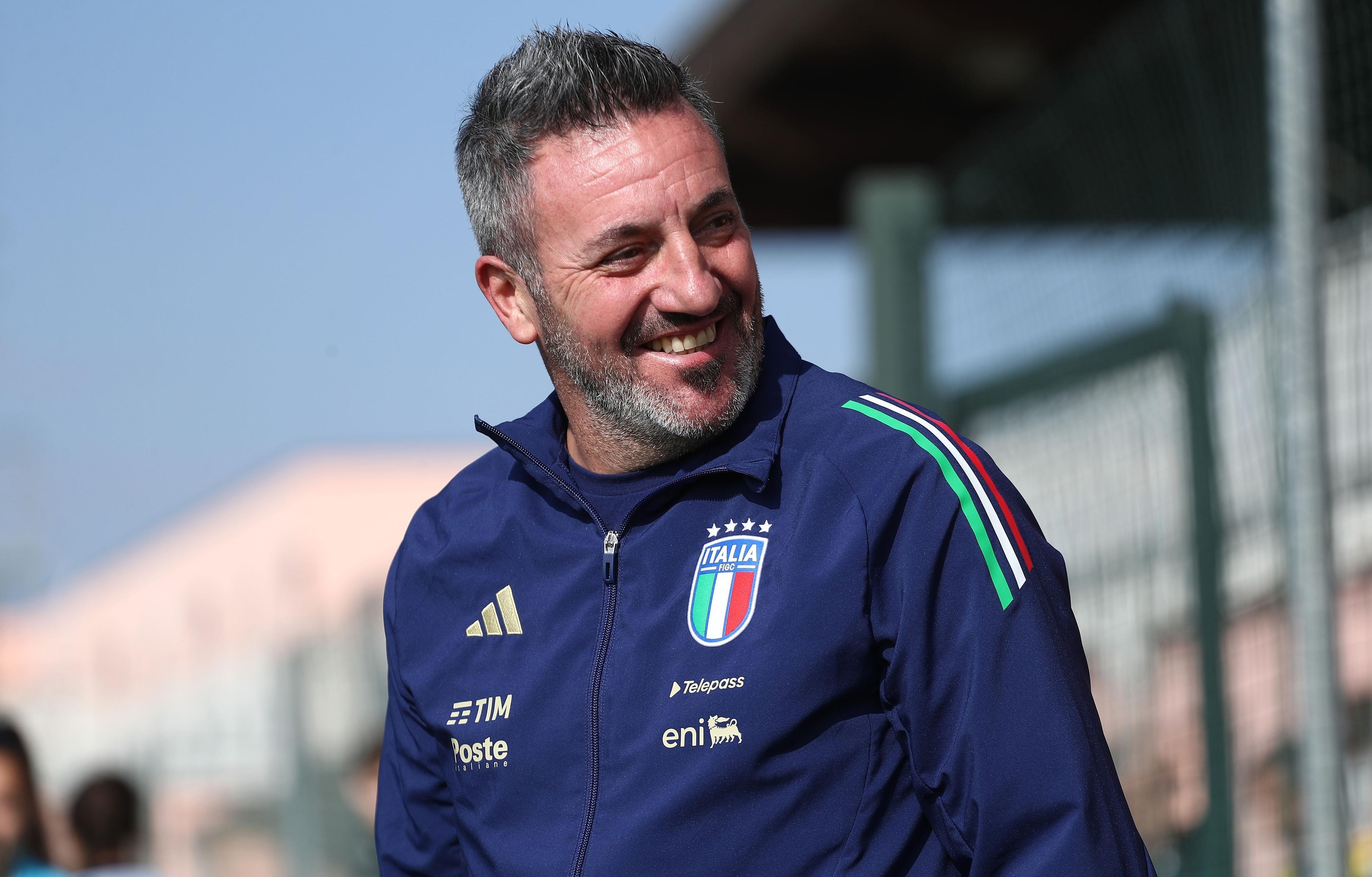 NOVARA, ITALY - FEBRUARY 27: Italy coach Jacopo Leandri looks on during the international friendly match between Italy women U16 and France women U16 at Novarello Training Center on February 27, 2025 in Novara, Italy. (Photo by FIGC/FIGC via Getty Images)