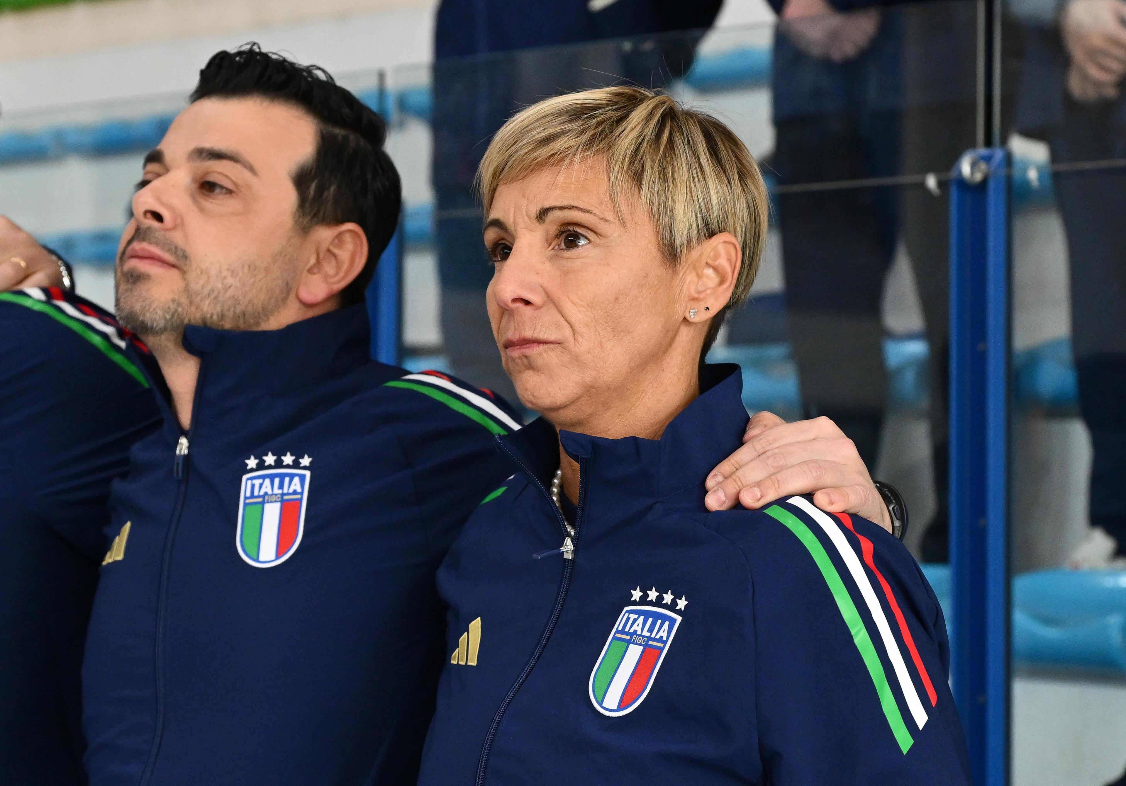 MONTESILVANO, ITALY - MARCH 19: Francesca Salvatore head coach of Italy looks during FIFA Futsal Women's World Cup Qualifying Round match between Italy and Hungary at Palasport Corrado Roma on March 19, 2025 in Montesilvano, Italy. (Photo by Giuseppe Bellini - FIGC/FIGC via Getty Images)