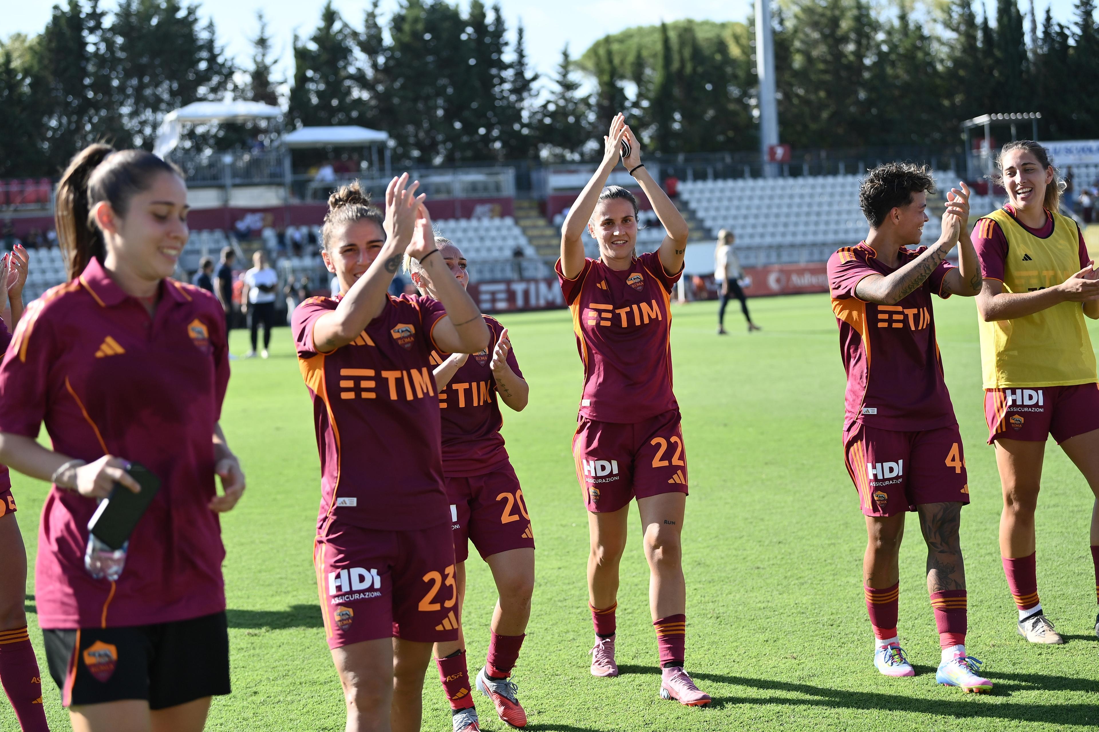 Final joy (Roma Women) ; September 6; 2025 - Football : Italian Women Cup 2025 2026 Femminile ; 2°Day; match between Roma Women 1-0 Milan Women at Tre Fontane Stadium ; Roma, Italy; ;( photo by aicfoto)(ITALY) [0855]