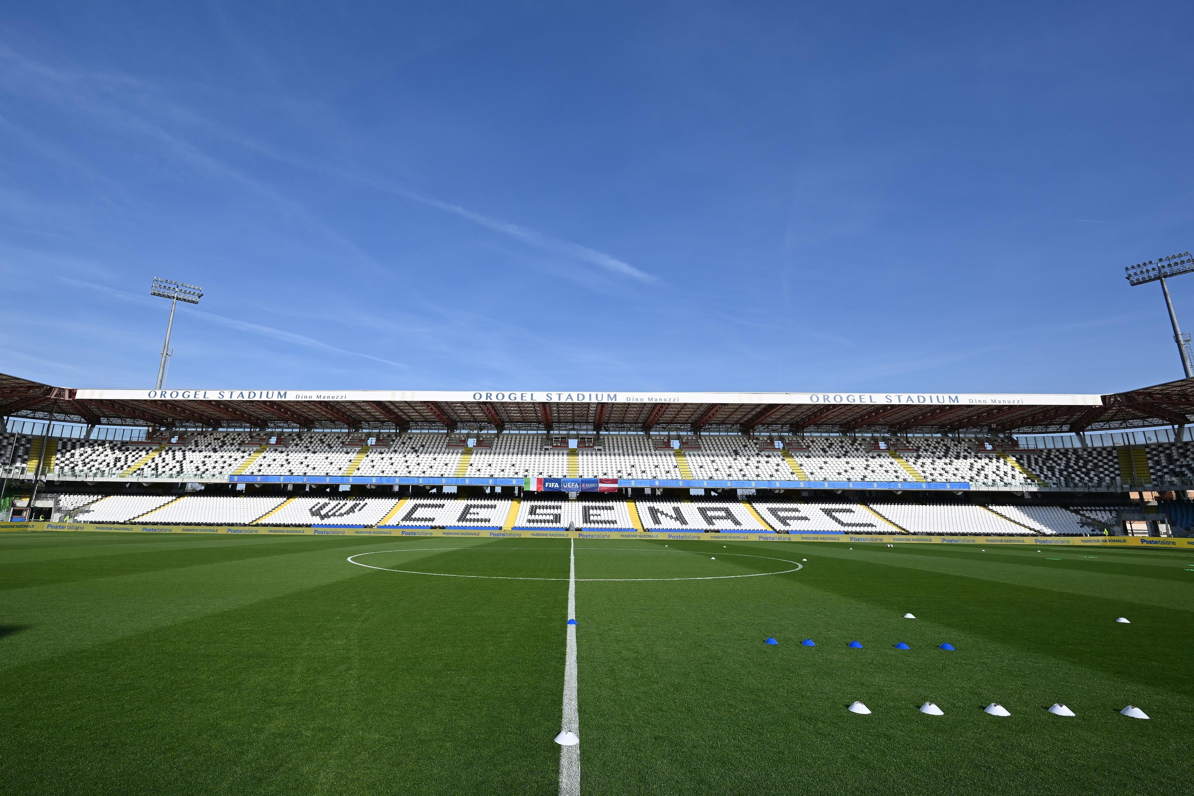 CESENA, ITALY - MARCH 22: A general view inside the stadium during the UEFA Under21 EURO Qualifier match between Italy U21 and Latvia U21 at Dino Manuzzi Stadium on March 22, 2024 in Cesena, Italy. (Photo by Alessandro Sabattini/Getty Images) , Getty Images