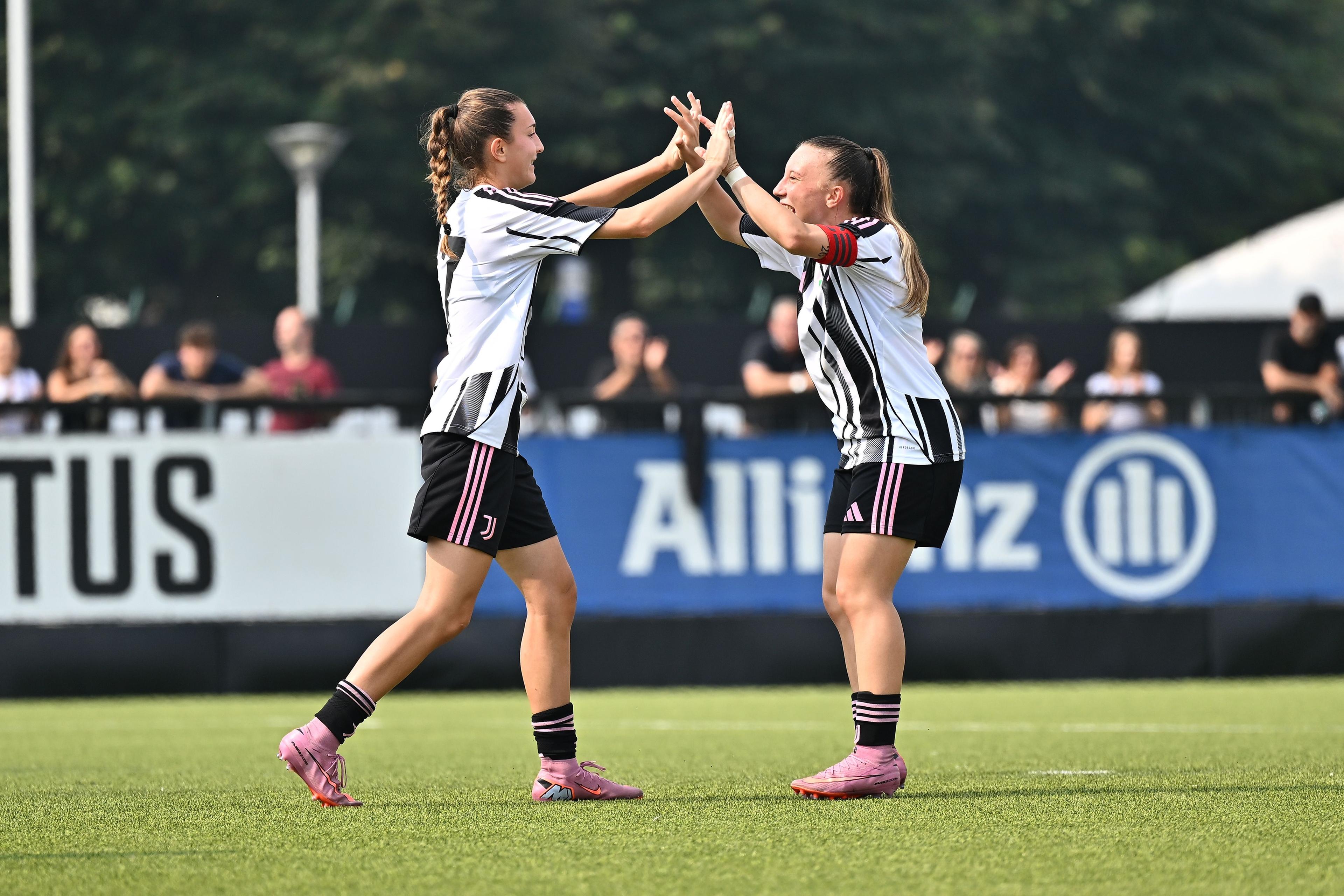 VINOVO, ITALY - SEPTEMBER 21: Rona Krasniqi of Juventus Women U19 Celebrates after scoring the 2-0 goal during Juventus Women U19 v Cesena Women U19 at Juventus Center Vinovo on September 21, 2025 in Vinovo, Italy. (Photo by Diego Puletto - Juventus FC/Juventus FC via Getty Images) , Juventus FC via Getty Images