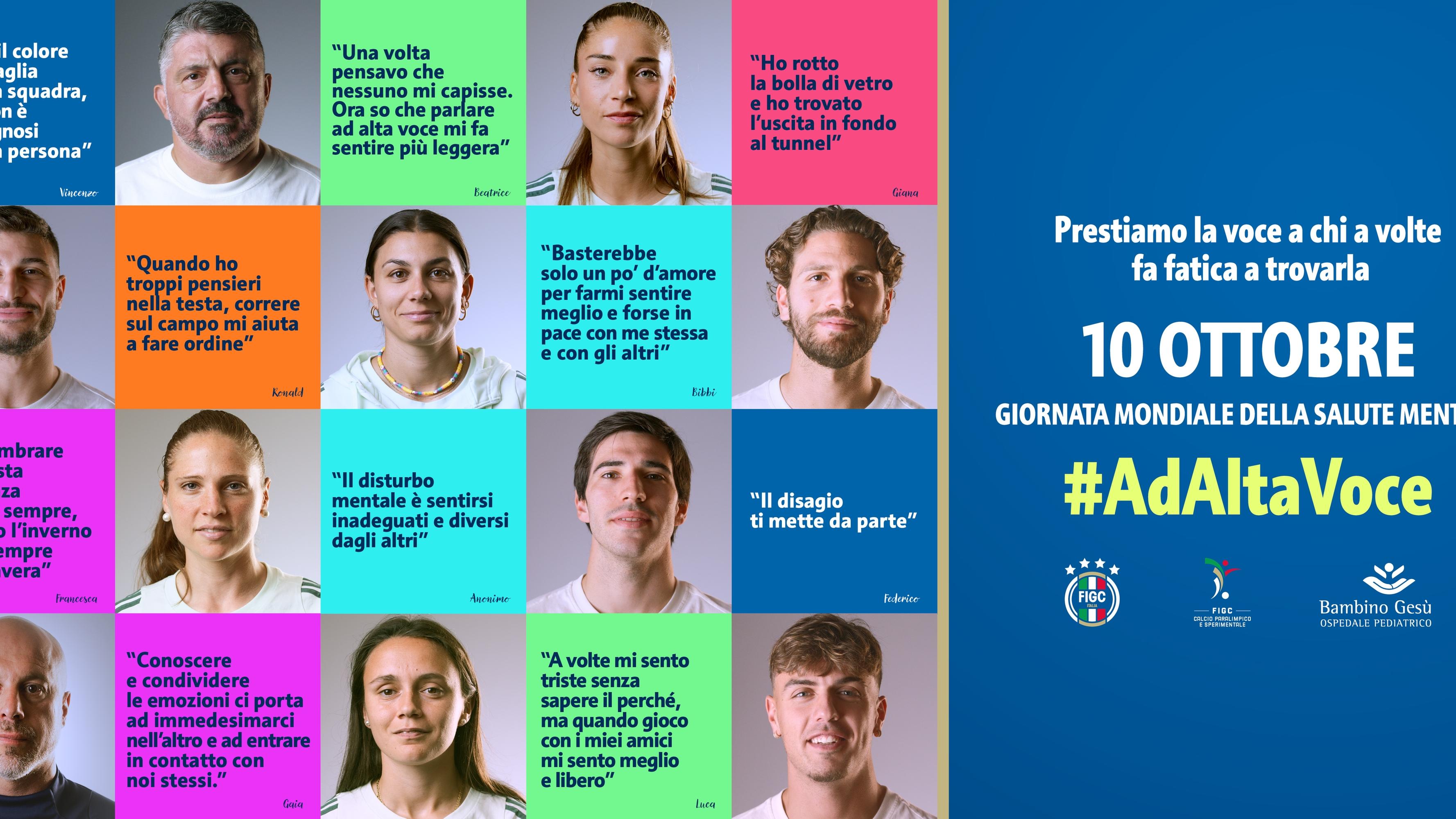'Ad Alta Voce': nella Giornata della Salute Mentale la campagna FIGC con le Nazionali femminile e maschile