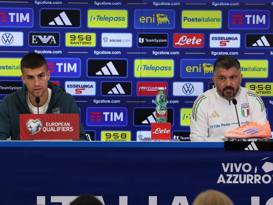 Gattuso e Mancini in conferenza stampa alla vigilia di Italia-Israele