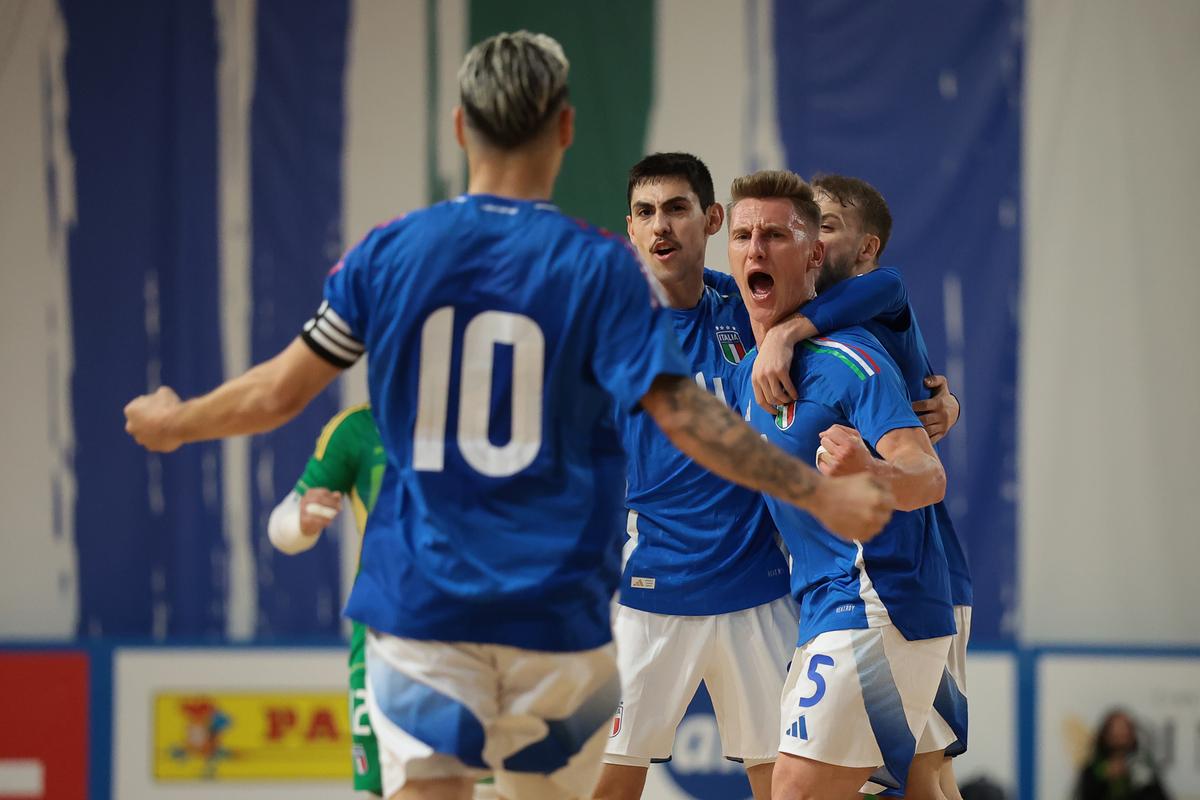 Italian national football team players in action