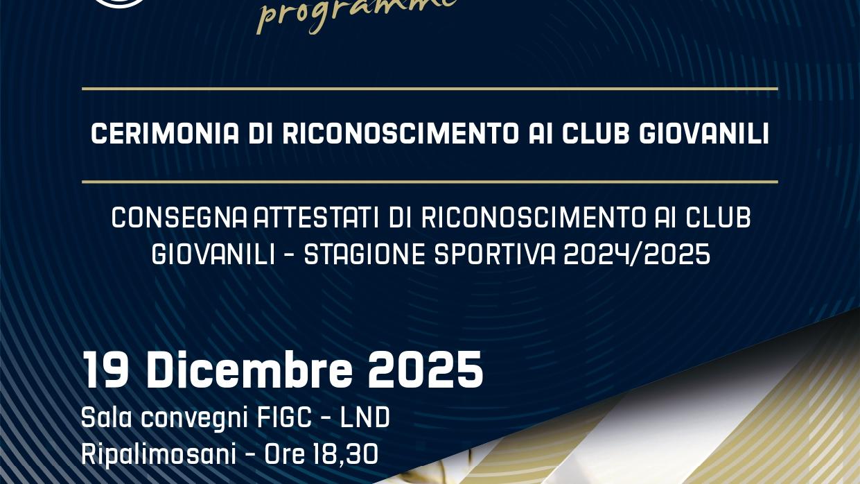 RICONOSCIMENTO CLUB GIOVANILI STAGIONE SPORTIVA 2024/2025
