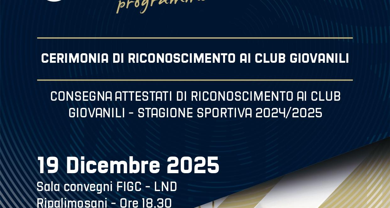 RICONOSCIMENTO CLUB GIOVANILI STAGIONE SPORTIVA 2024/2025