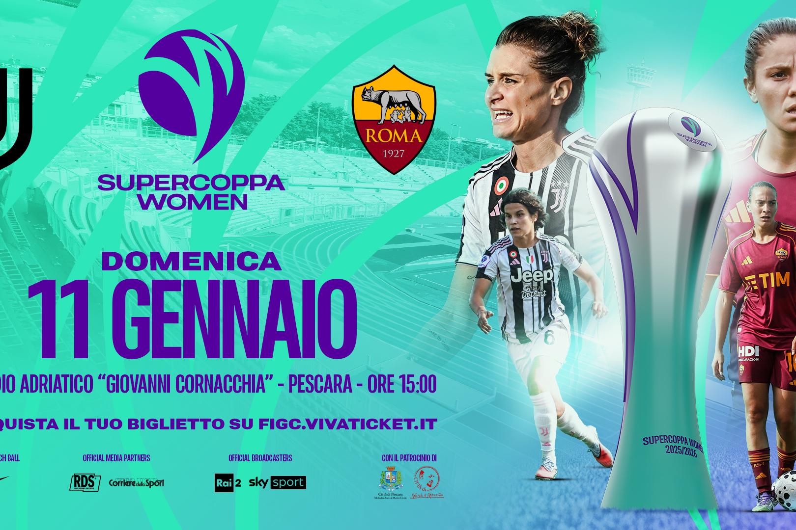 Inizia la settimana di Juventus-Roma: gli Opta Facts della Supercoppa Women. Appuntamento domenica 11 a Pescara