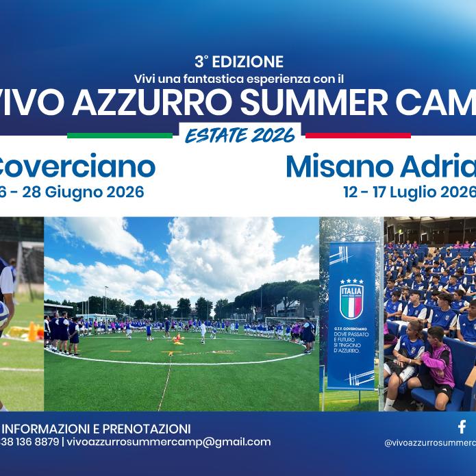 Vivo Azzurro Summer Camp, al via le iscrizioni alla terza edizione: appuntamento a Coverciano e Misano Adriatico, tra calcio e divertimento