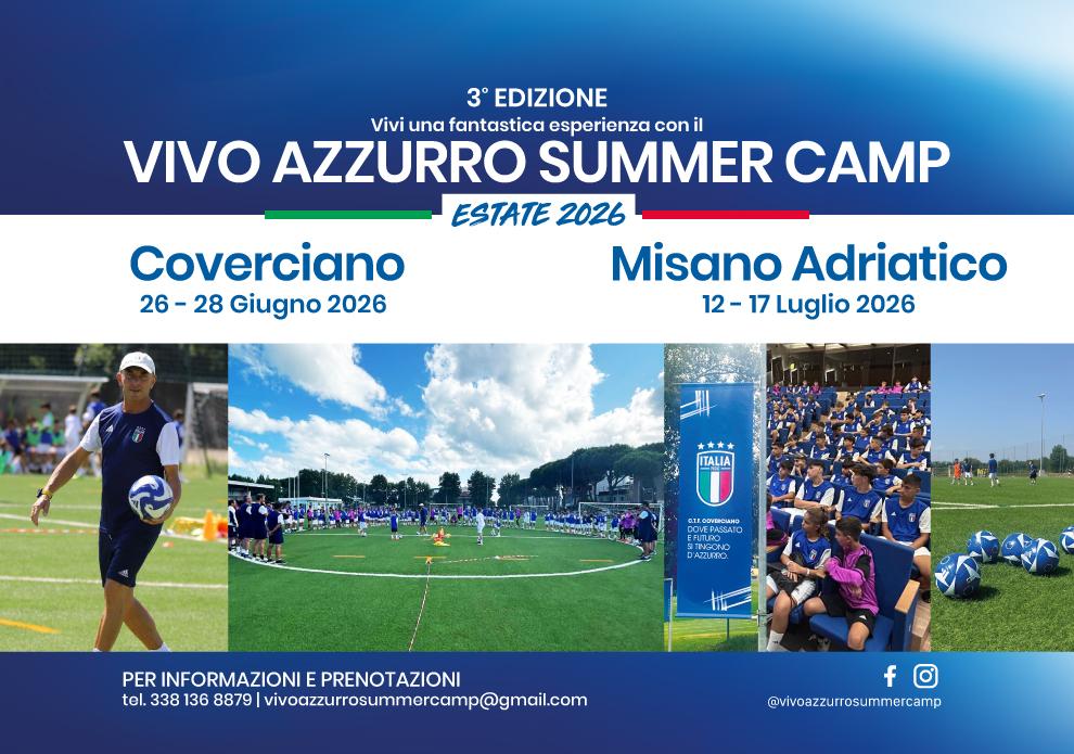 Vivo Azzurro Summer Camp, al via le iscrizioni alla terza edizione: appuntamento a Coverciano e Misano Adriatico, tra calcio e divertimento