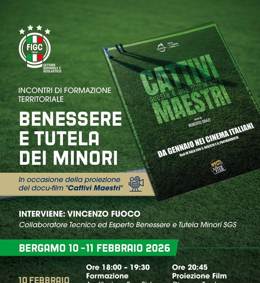 Benessere e tutela dei minori: a Bergamo una serata di formazione e confronto promossa dal Settore Giovanile e Scolastico FIGC