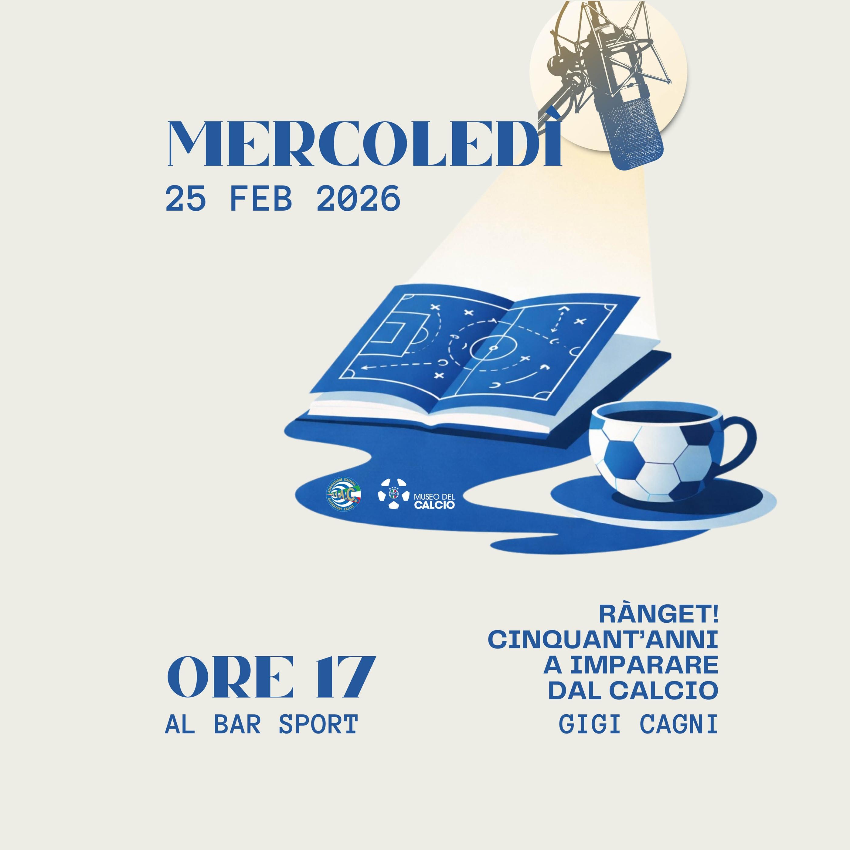 Gigi Cagni al ‘Club del mercoledì’: il 25 febbraio la presentazione del suo libro al Bar Sport del Museo del Calcio