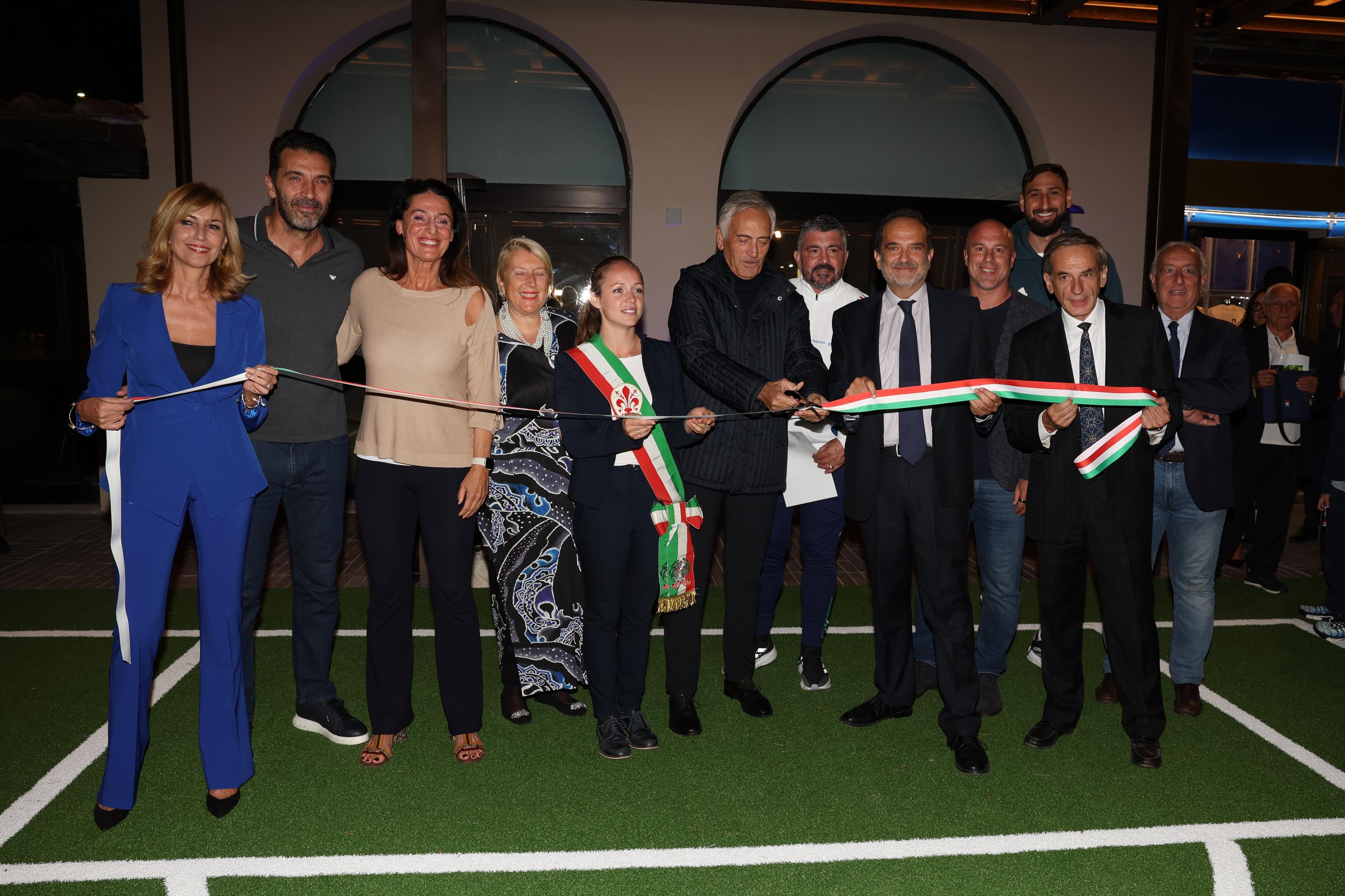 FLORENCE, ITALY - OCTOBER 08: The Italian national team delegation inaugurates a new football pitch inside the Football Museum on October 08, 2025 in Florence, Italy. (Photo by Claudio Villa - FIGC/FIGC via Getty Images) , FIGC via Getty Images