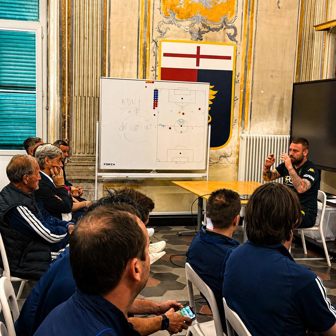 Gli allievi del Master UEFA Pro al Genoa per uno stage. De Rossi: “Il confronto è sempre un arricchimento”