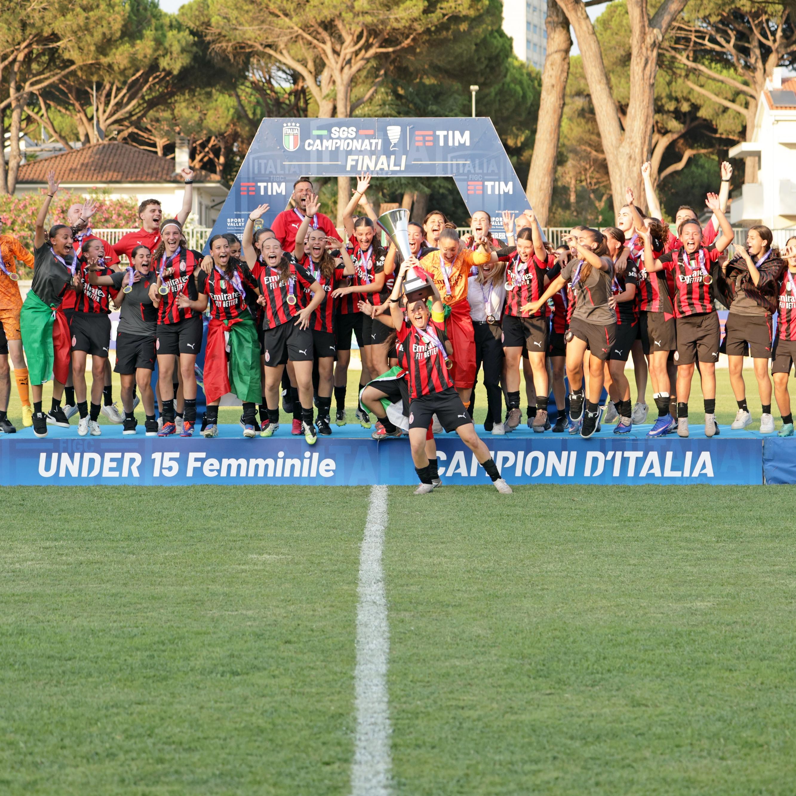 Under 15 femminile, il Milan vince lo Scudetto: battuta la Roma per 2-0 nella finale di Cervia