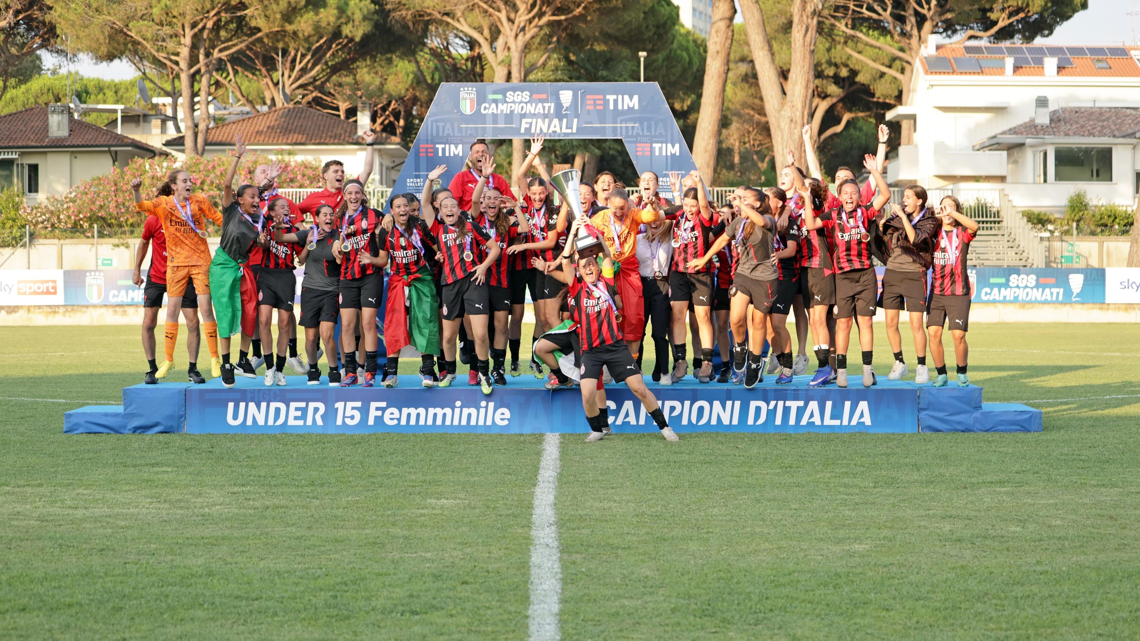Under 15 femminile, il Milan vince lo Scudetto: battuta la Roma per 2-0 nella finale di Cervia
