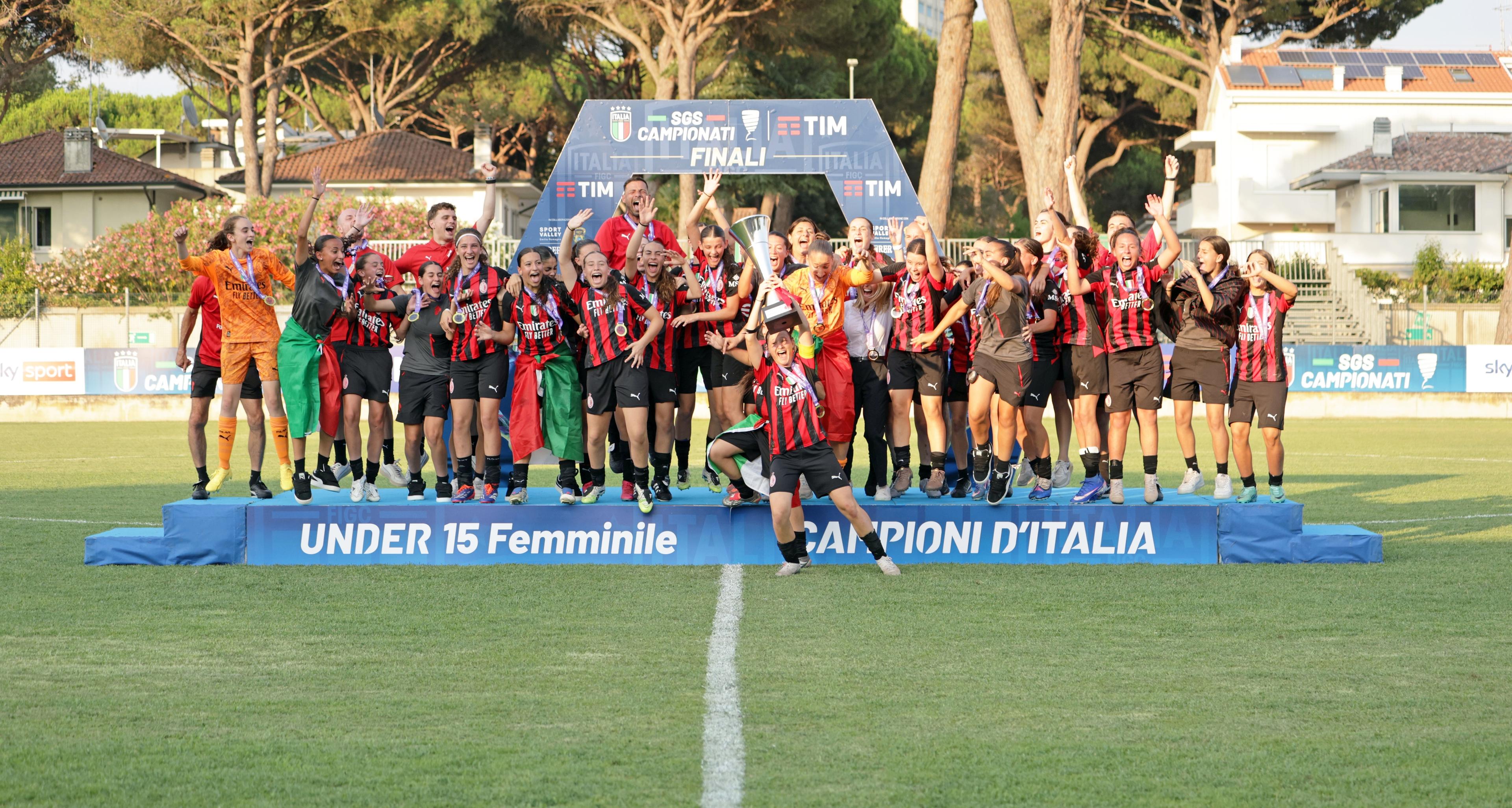 Under 15 femminile, il Milan vince lo Scudetto: battuta la Roma per 2-0 nella finale di Cervia