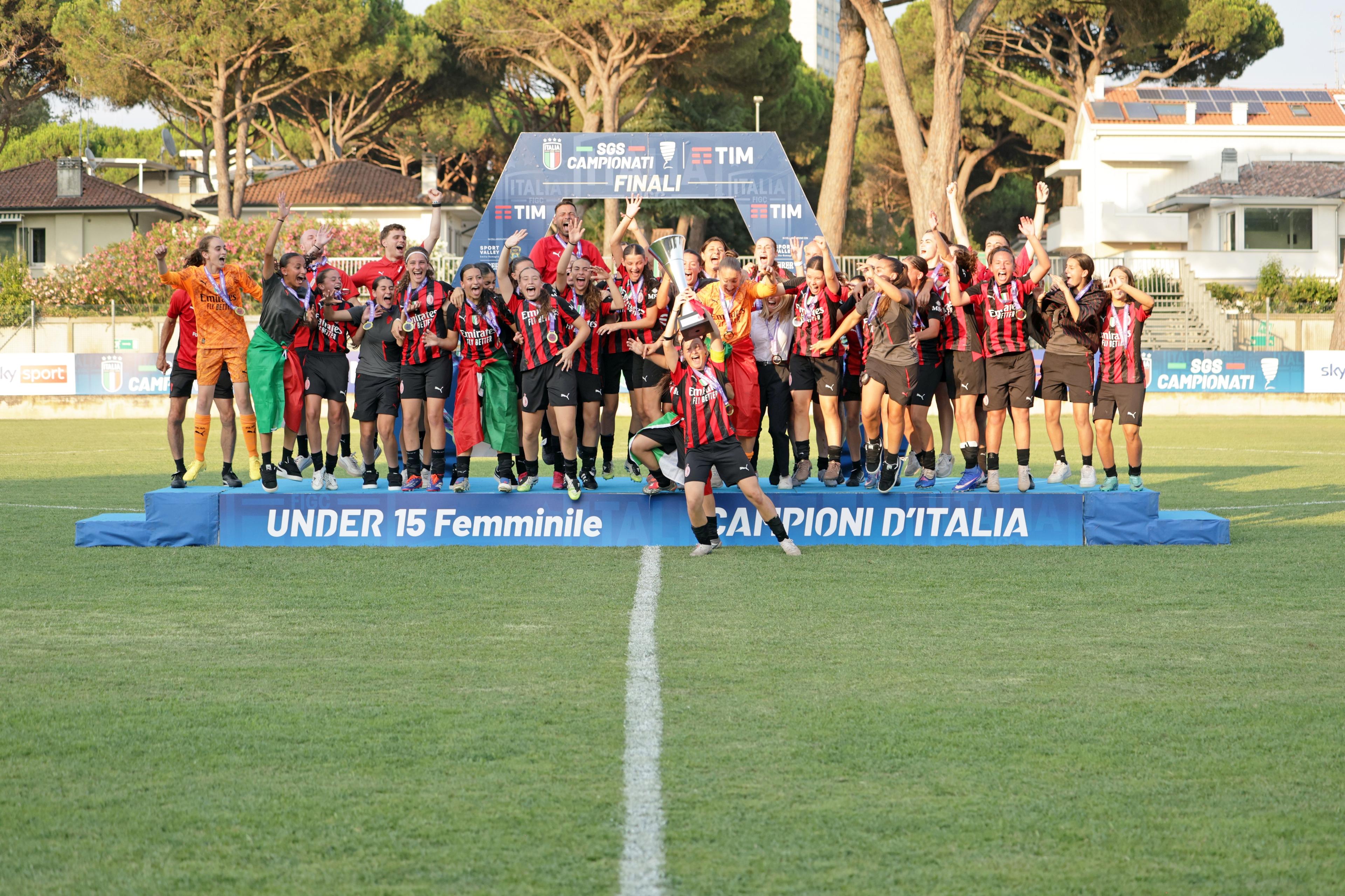 Under 15 femminile, il Milan vince lo Scudetto: battuta la Roma per 2-0 nella finale di Cervia