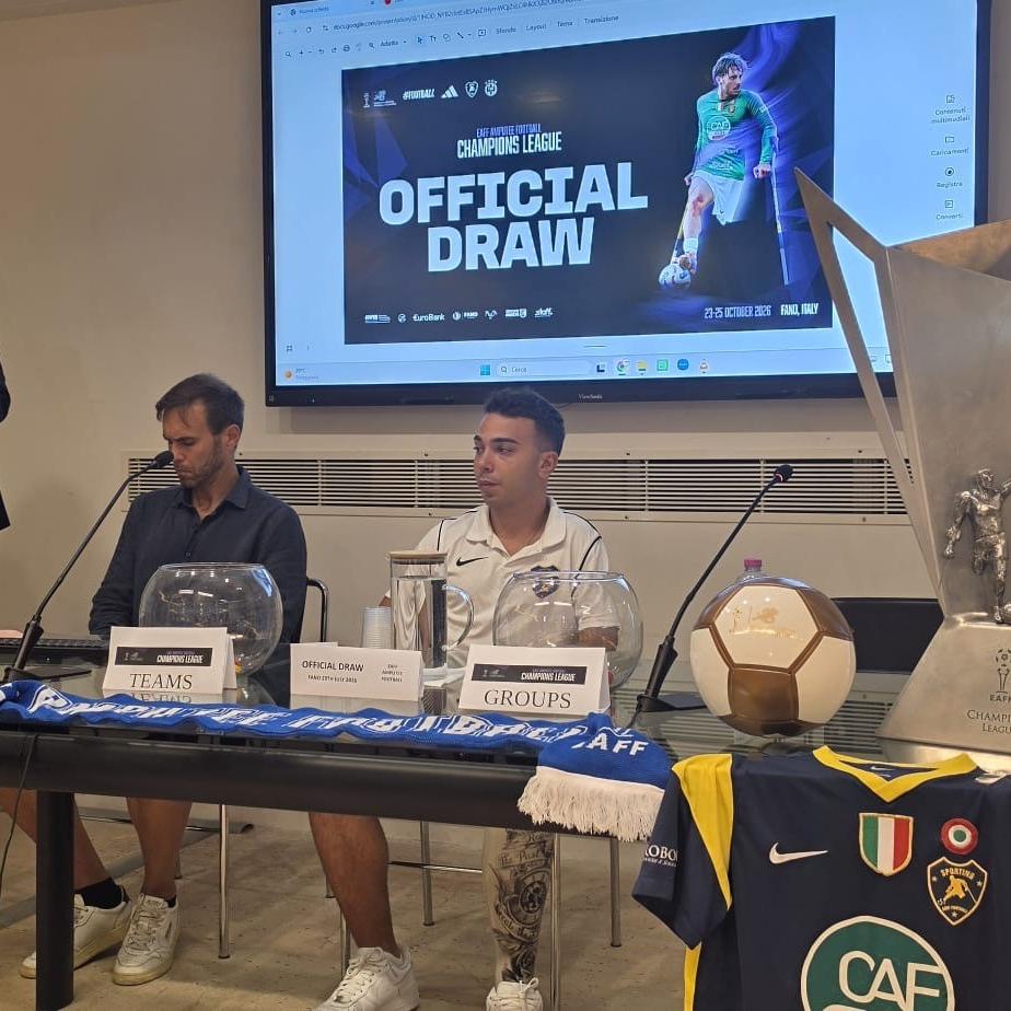 Champions League di Calcio Amputati: sorteggiati i gironi della 'Final 6' in programma a Fano a fine ottobre