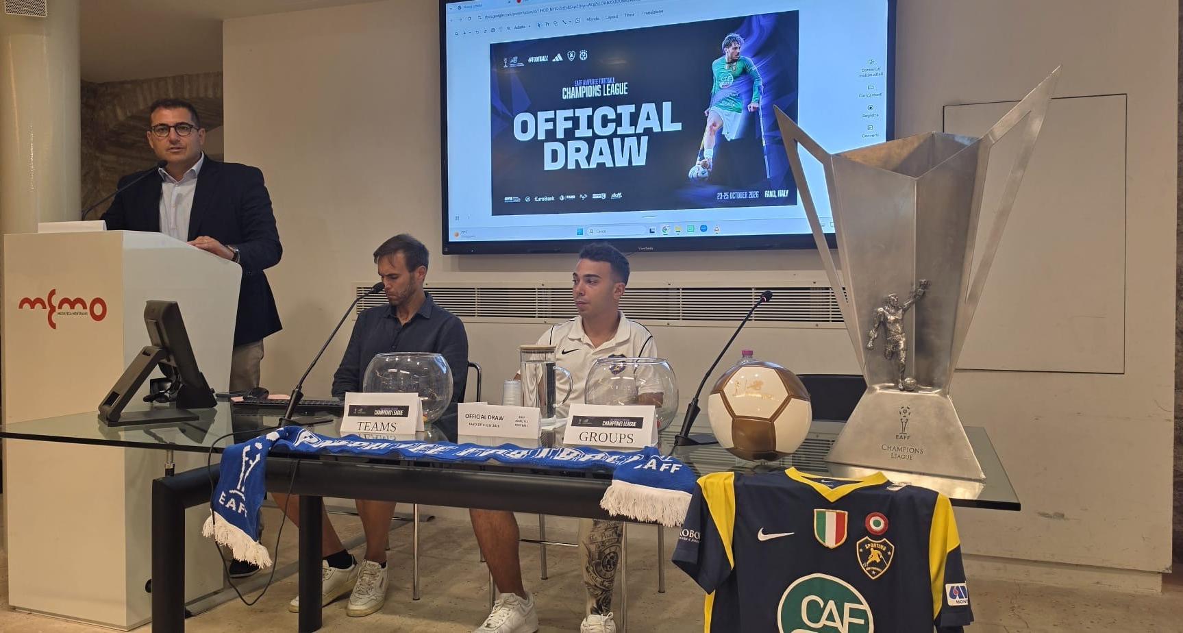Champions League di Calcio Amputati: sorteggiati i gironi della 'Final 6' in programma a Fano a fine ottobre