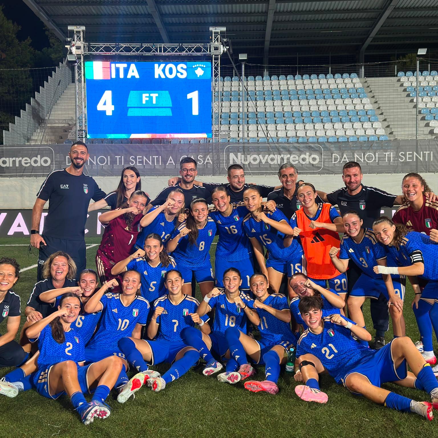 Giochi del Mediterraneo, esordio a senso unico per le Azzurrine: 4-1 al Kosovo