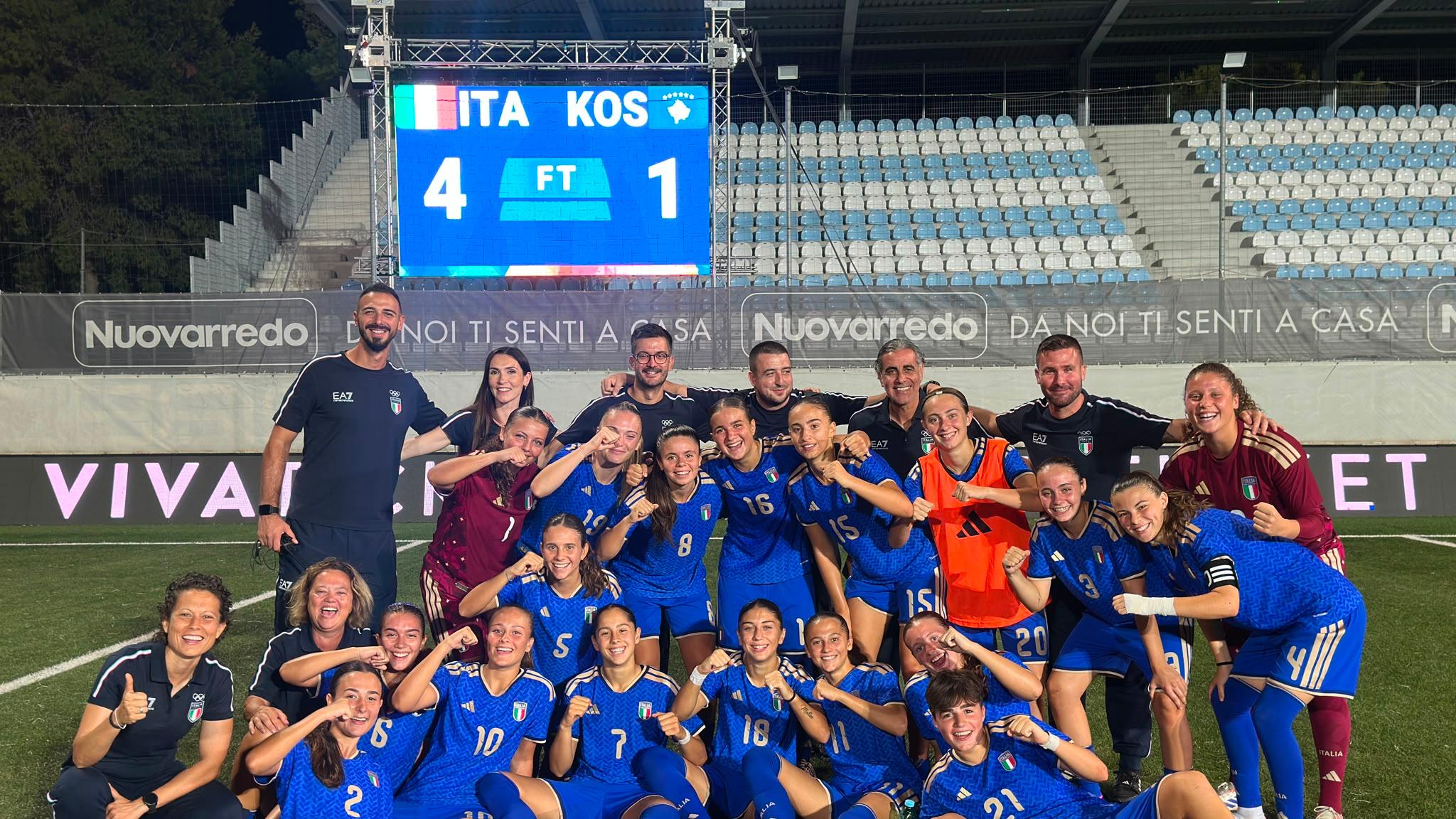 Giochi del Mediterraneo, esordio a senso unico per le Azzurrine: 4-1 al Kosovo