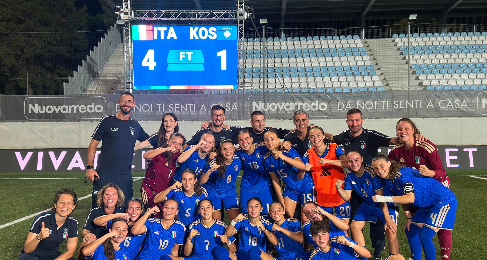 Giochi del Mediterraneo, esordio a senso unico per le Azzurrine: 4-1 al Kosovo