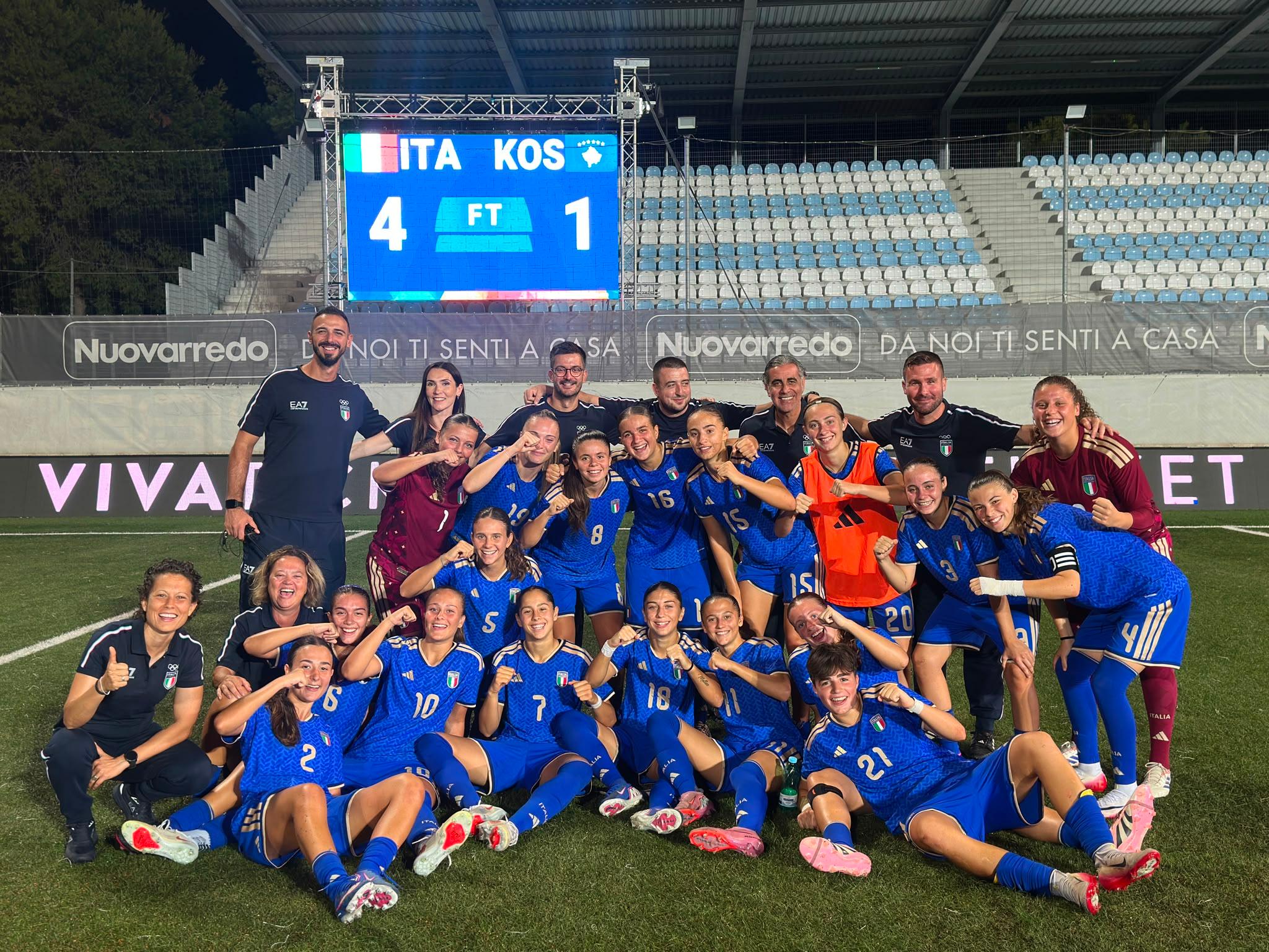 Giochi del Mediterraneo, esordio a senso unico per le Azzurrine: 4-1 al Kosovo