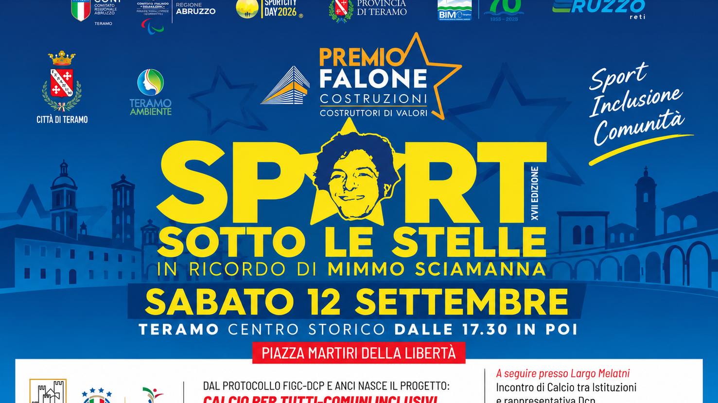 Sabato 12 'Sport sotto le stelle', con l'iniziativa 'Calcio per Tutti-Comuni inclusivi' promossa da FIGC-DCP e ANCI