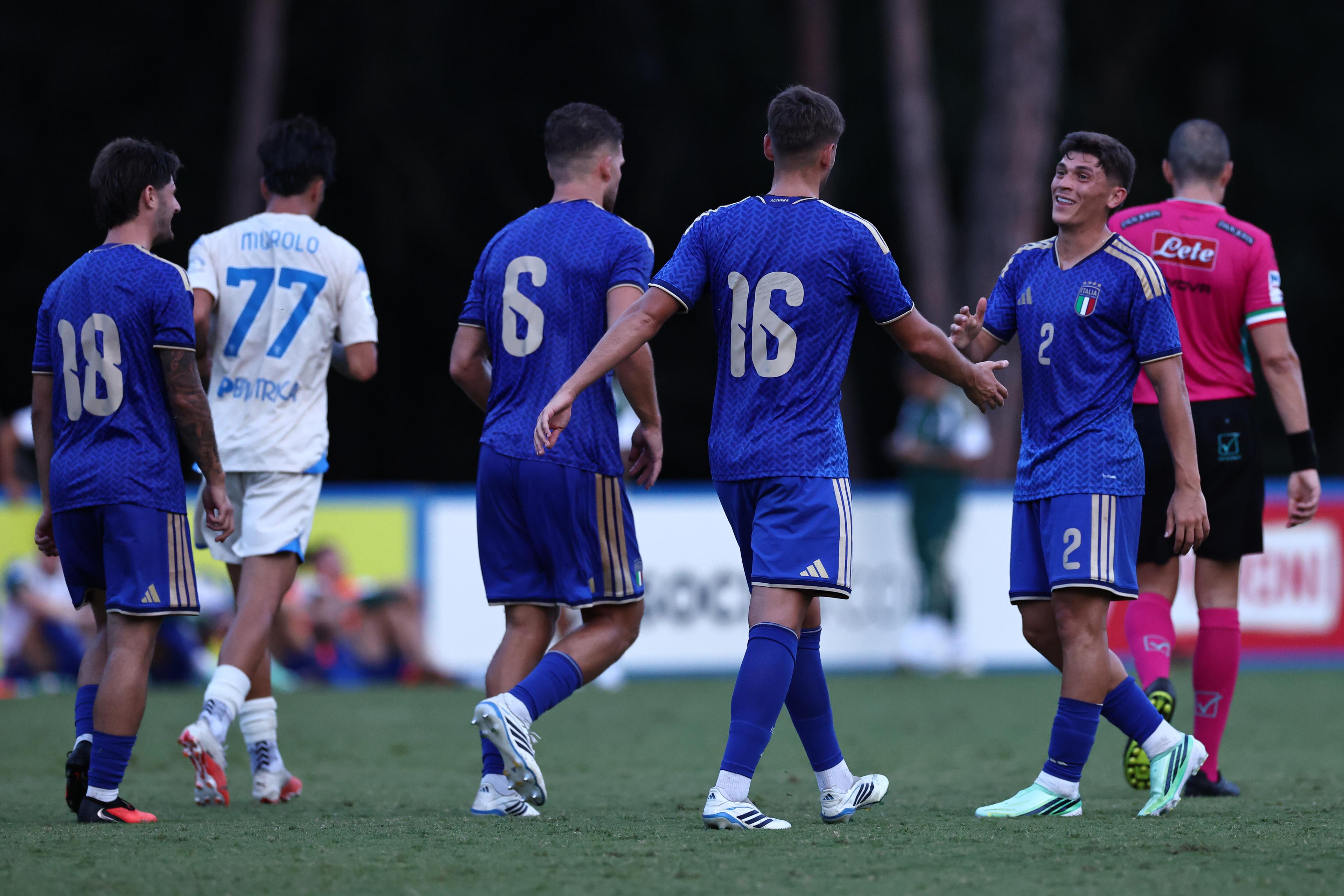 Favasuli and Faticanti after the goal that made it 6-0 against Empoli Primavera