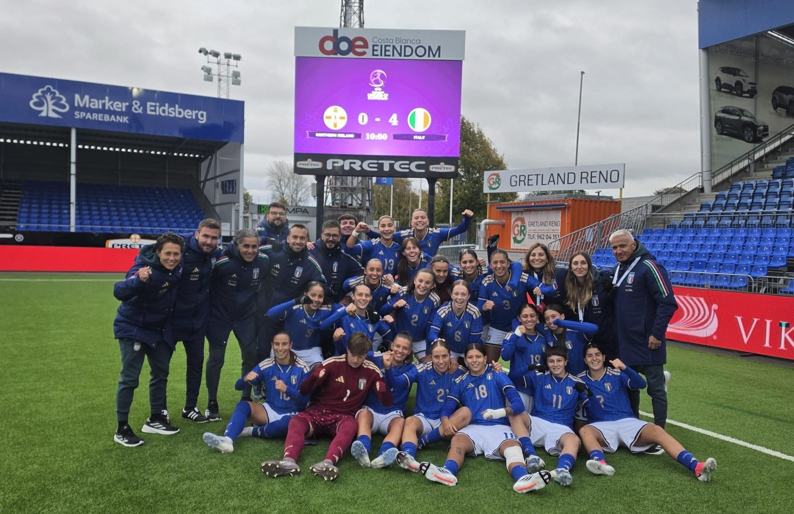 Missione compiuta: poker all’Irlanda del Nord, Azzurrine al Round 2 di qualificazione all’Europeo. Del Prete: “È la strada giusta”