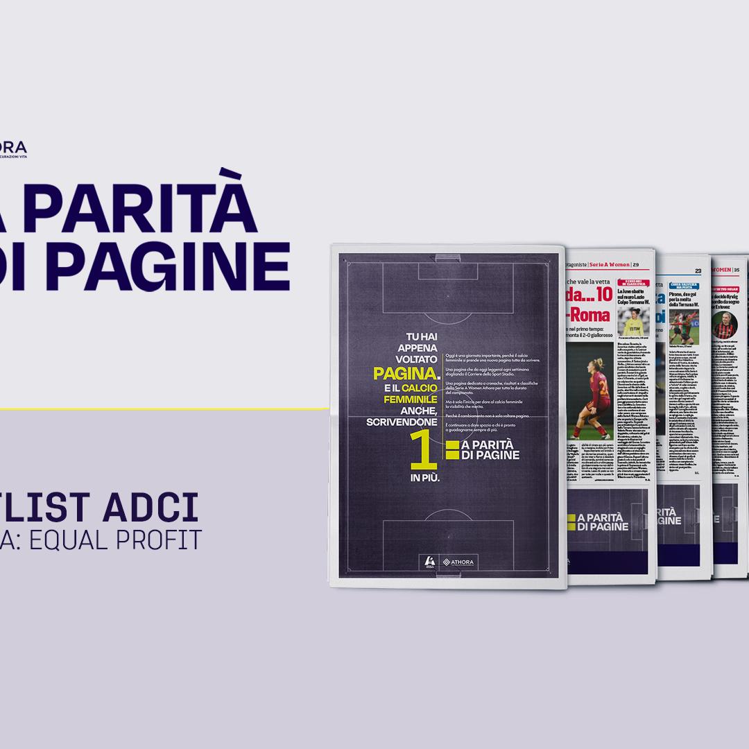 Il progetto editoriale ‘A parità di pagine’ di Athora Italia inserito nella shortlist degli ADCI Awards